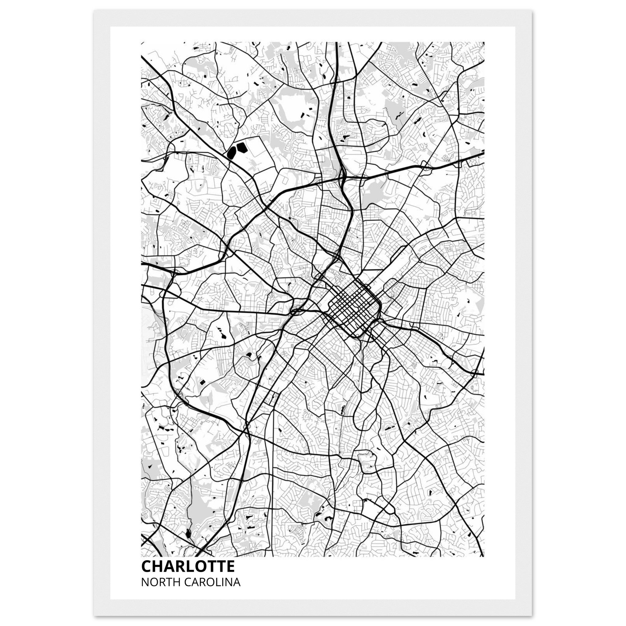 charlotte map poster print