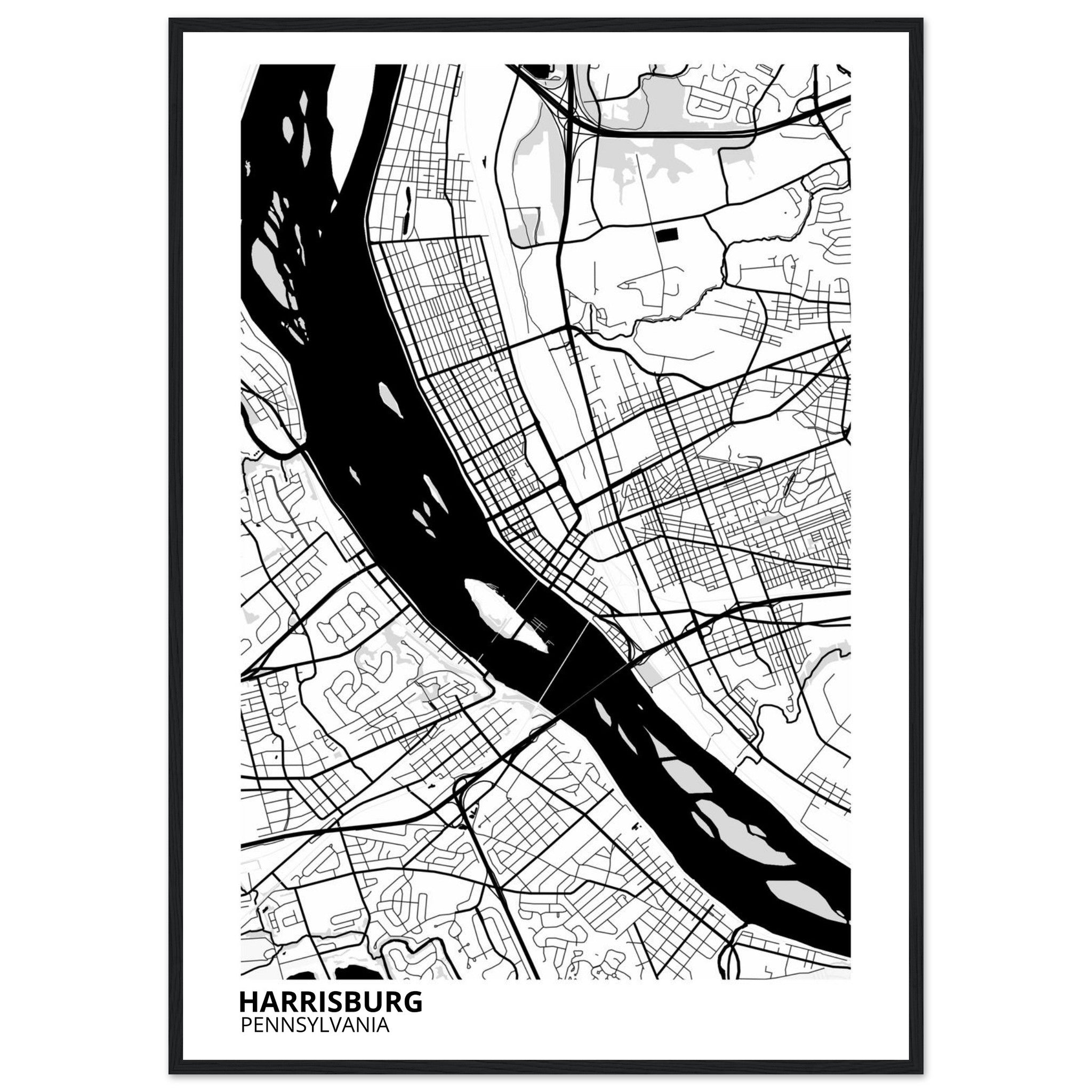 harrisburg map poster print