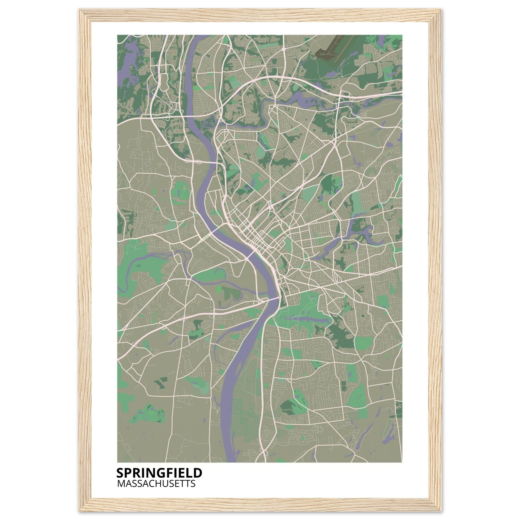 Springfield Massachusetts City Map Poster | Custom Map Art Print - Ink And Atlas
