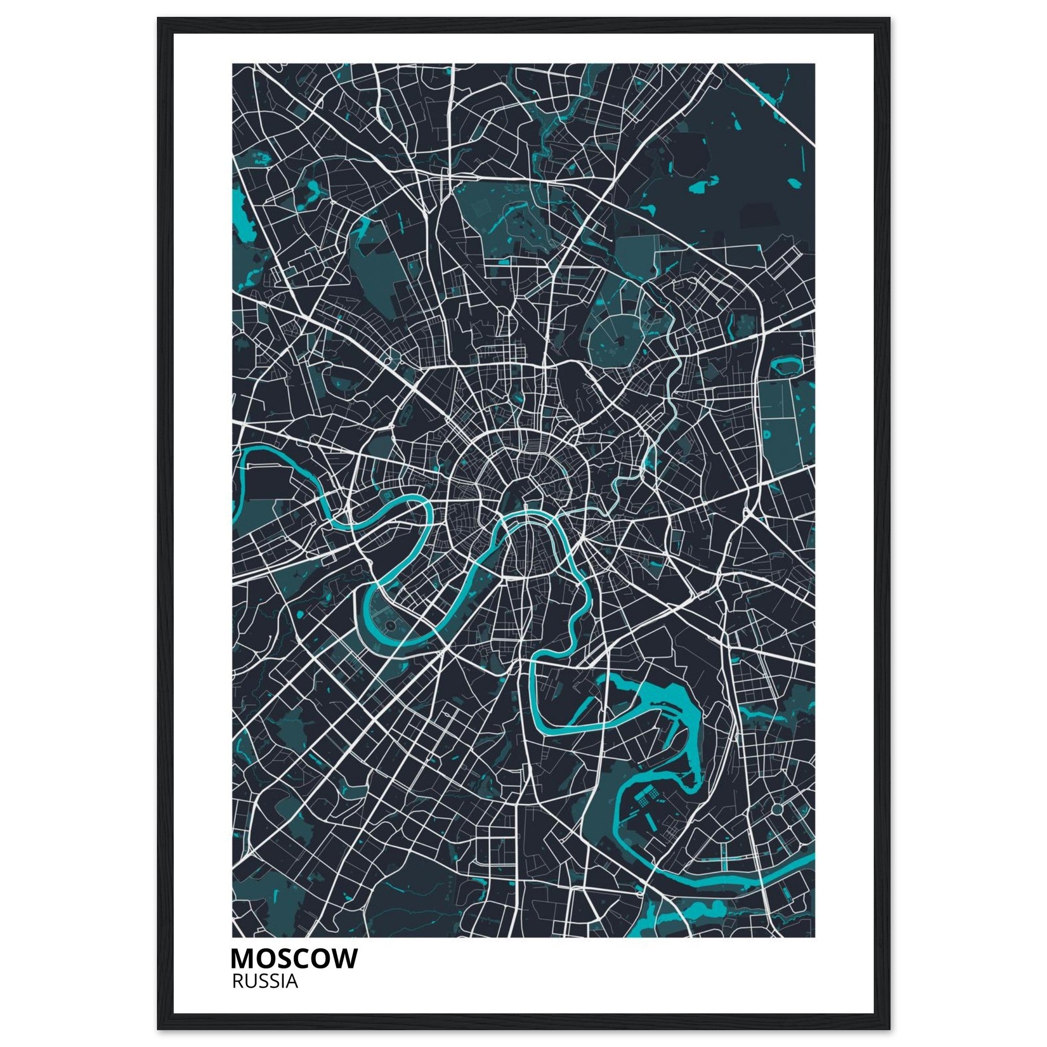 moscow russia map poster print
