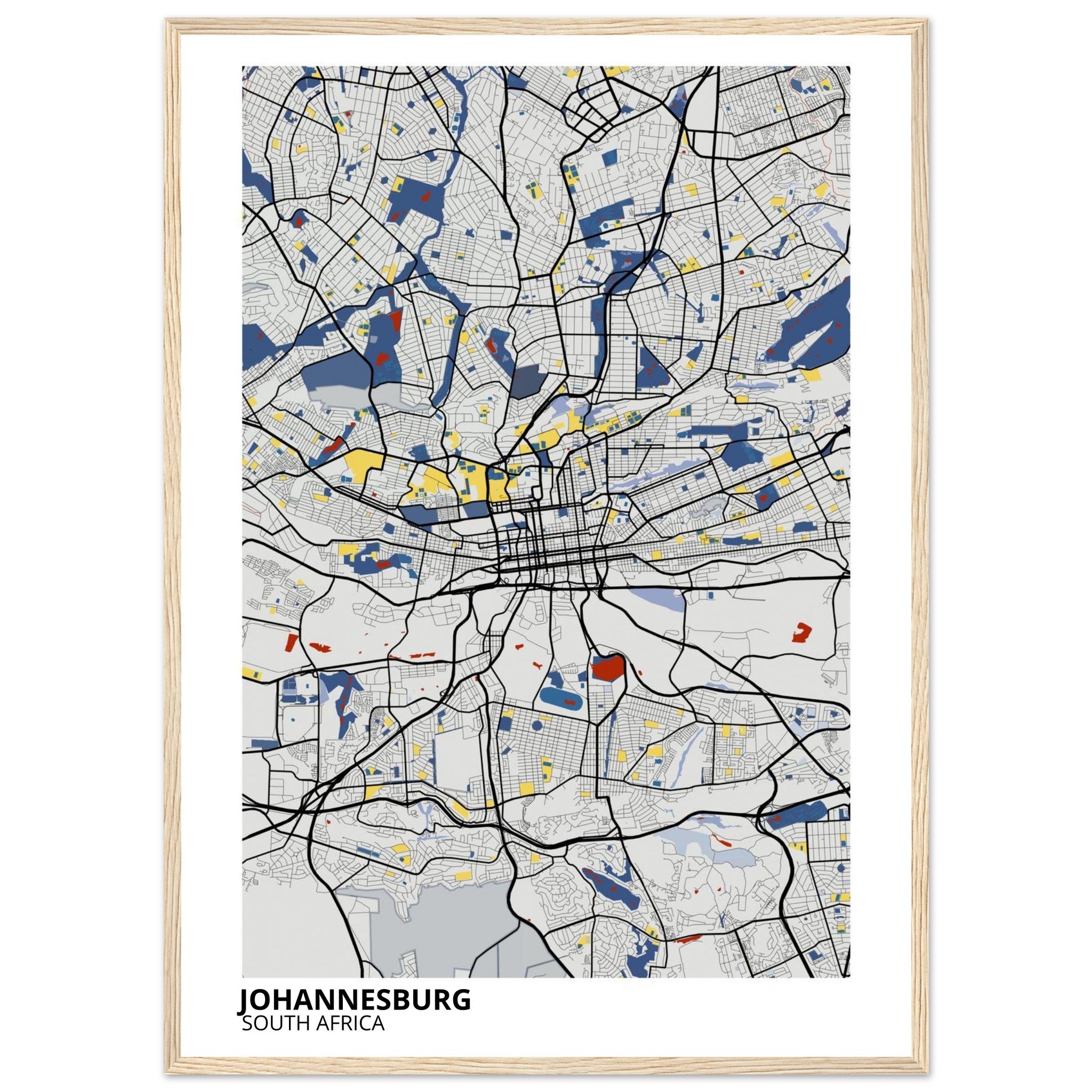 Johannesburg South Africa City Map Poster | Custom Map Art Print - Ink And Atlas