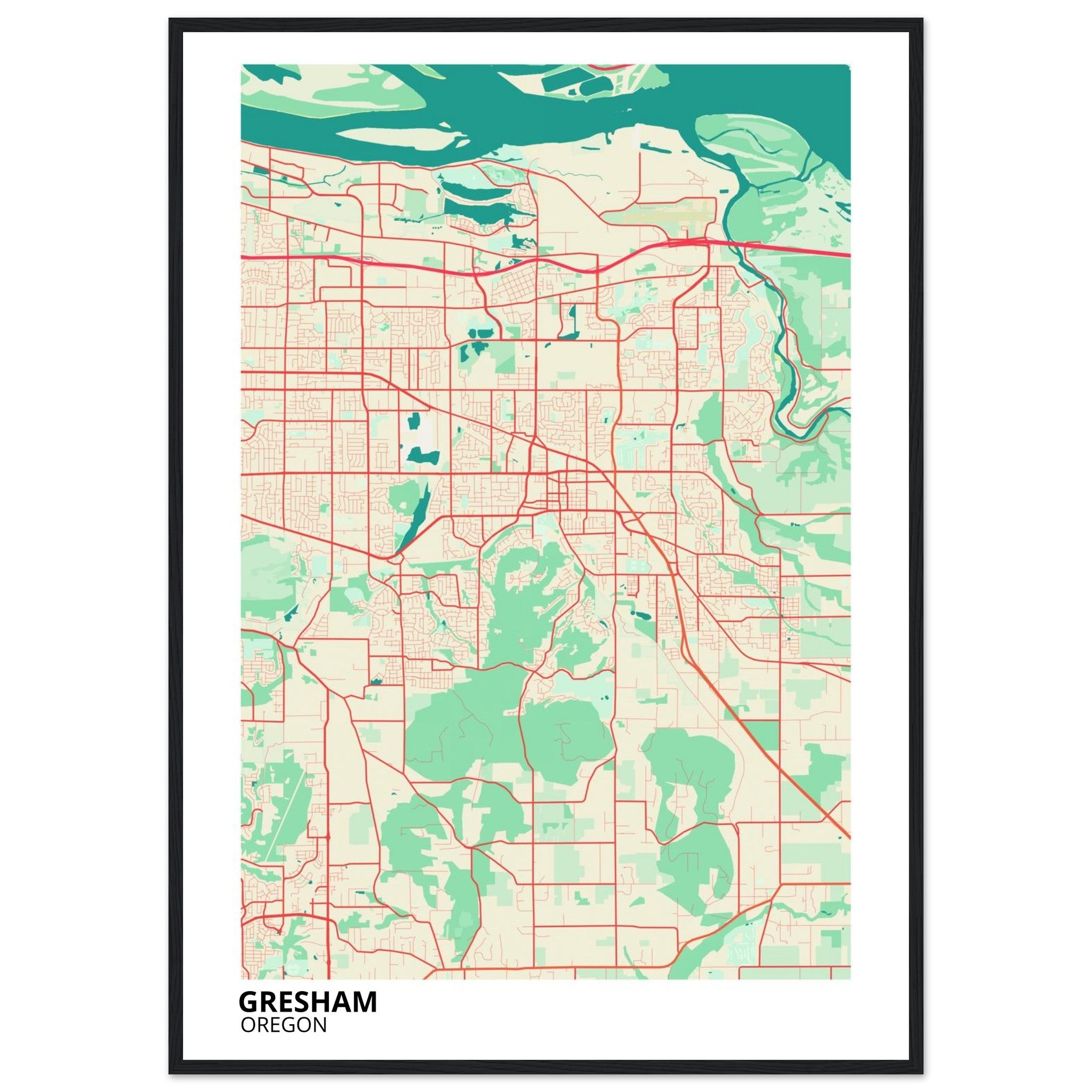 gresham oregon map poster print