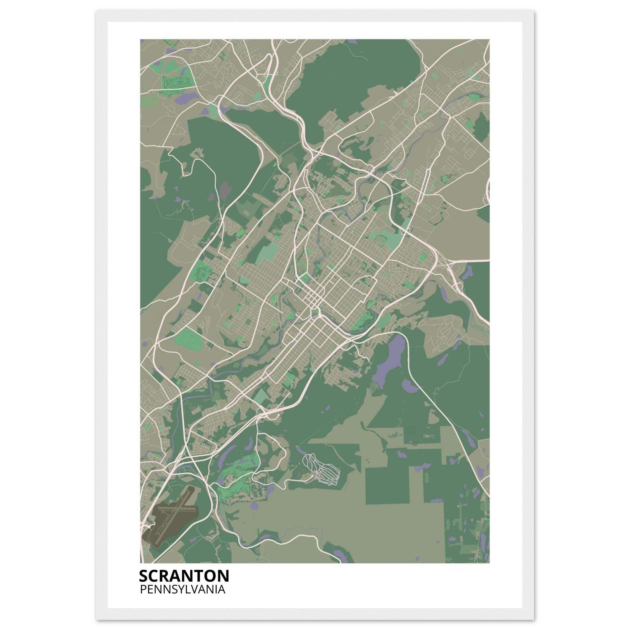 Scranton Pennsylvania City Map Poster | Custom Map Art Print - Ink And Atlas