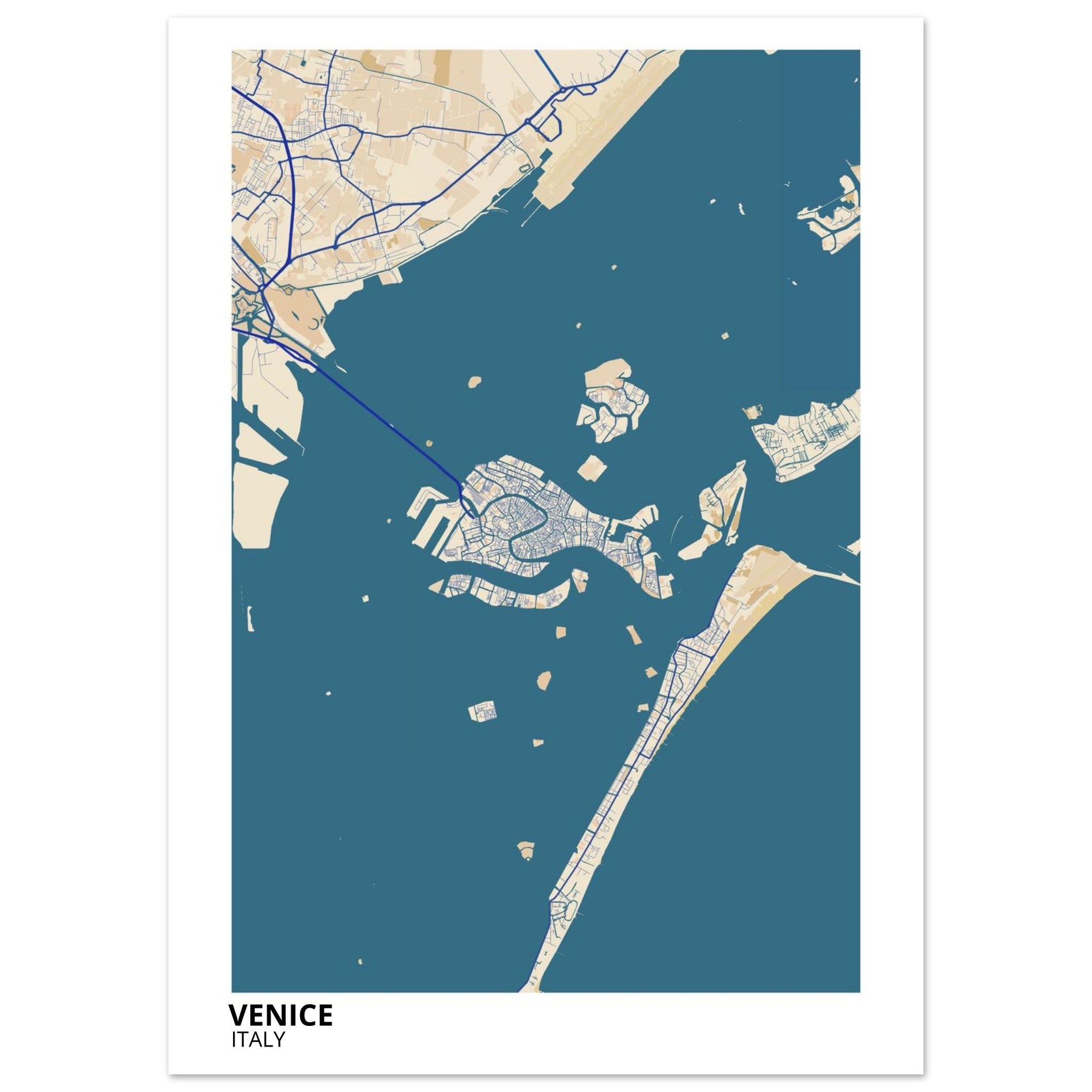 Venice Italy City Map Poster | Custom Map Art Print - Ink And Atlas