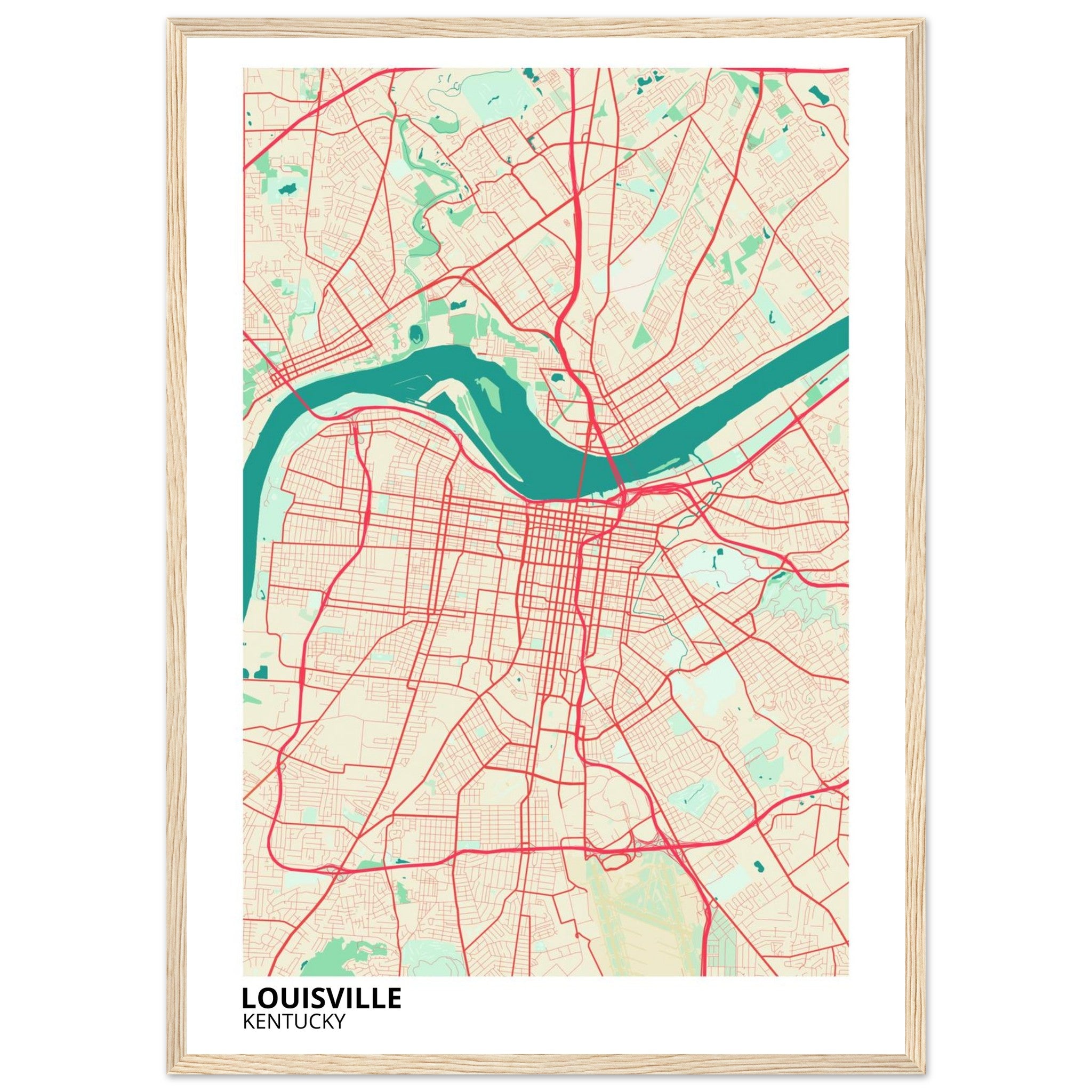 louisville map poster print