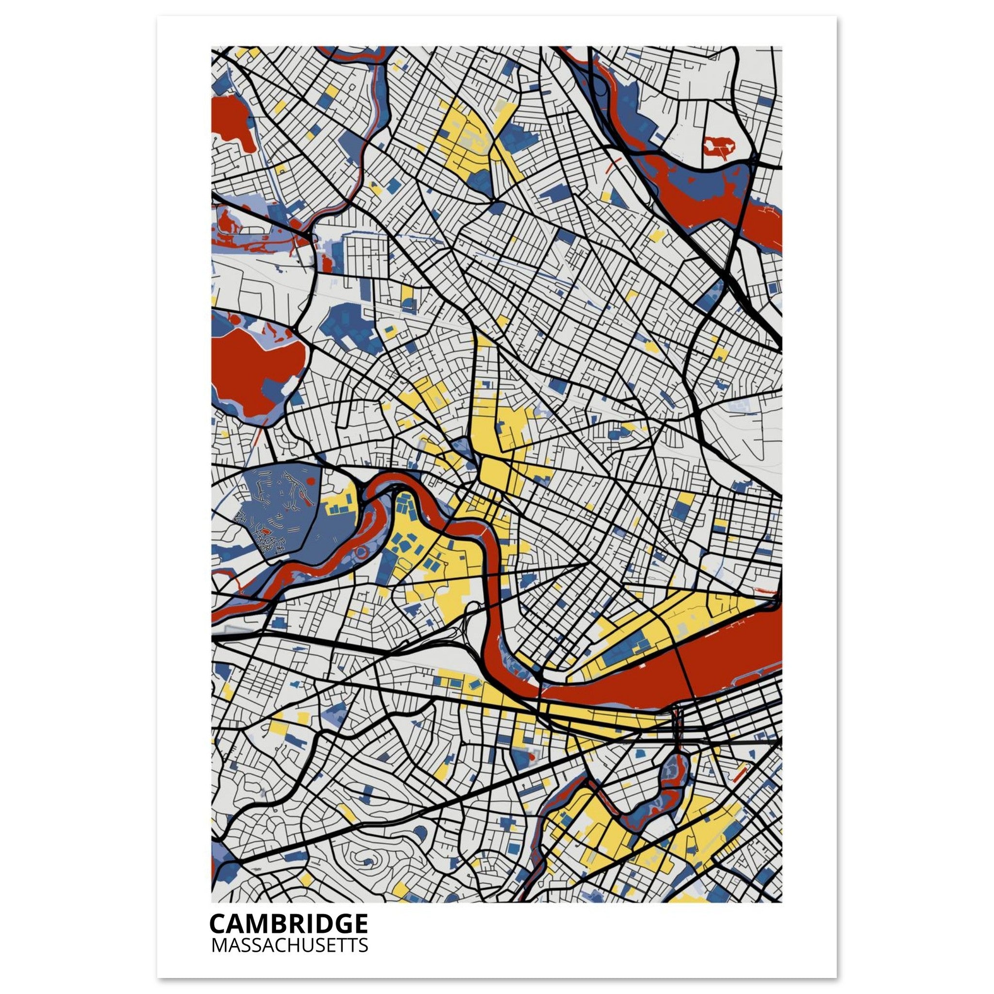 Cambridge Massachusetts City Map Poster | Custom Map Art Print - Ink And Atlas