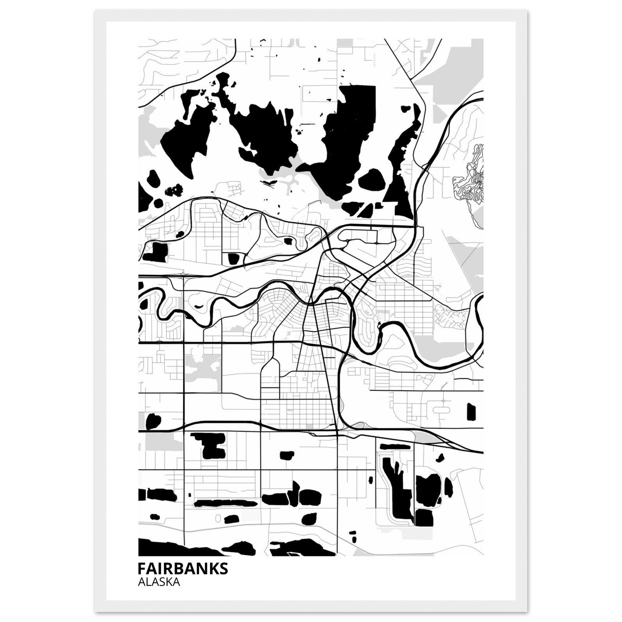Fairbanks Alaska City Map Poster | Custom Map Art Print - Ink And Atlas