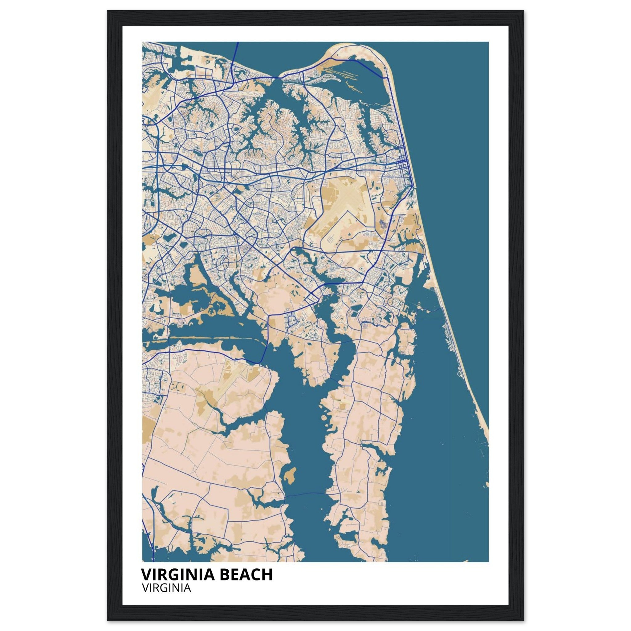 virginia beach map poster print
