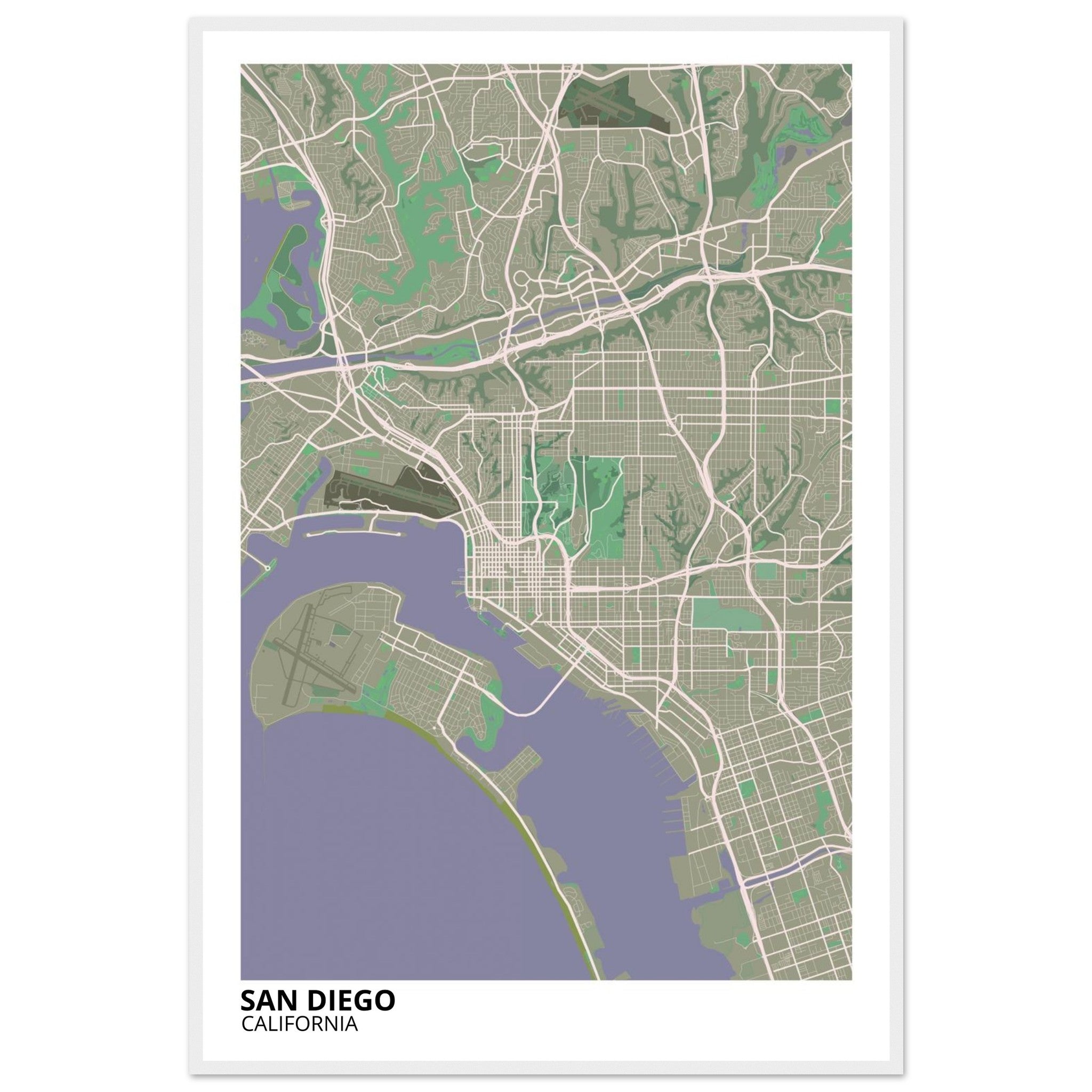 san diego map poster print