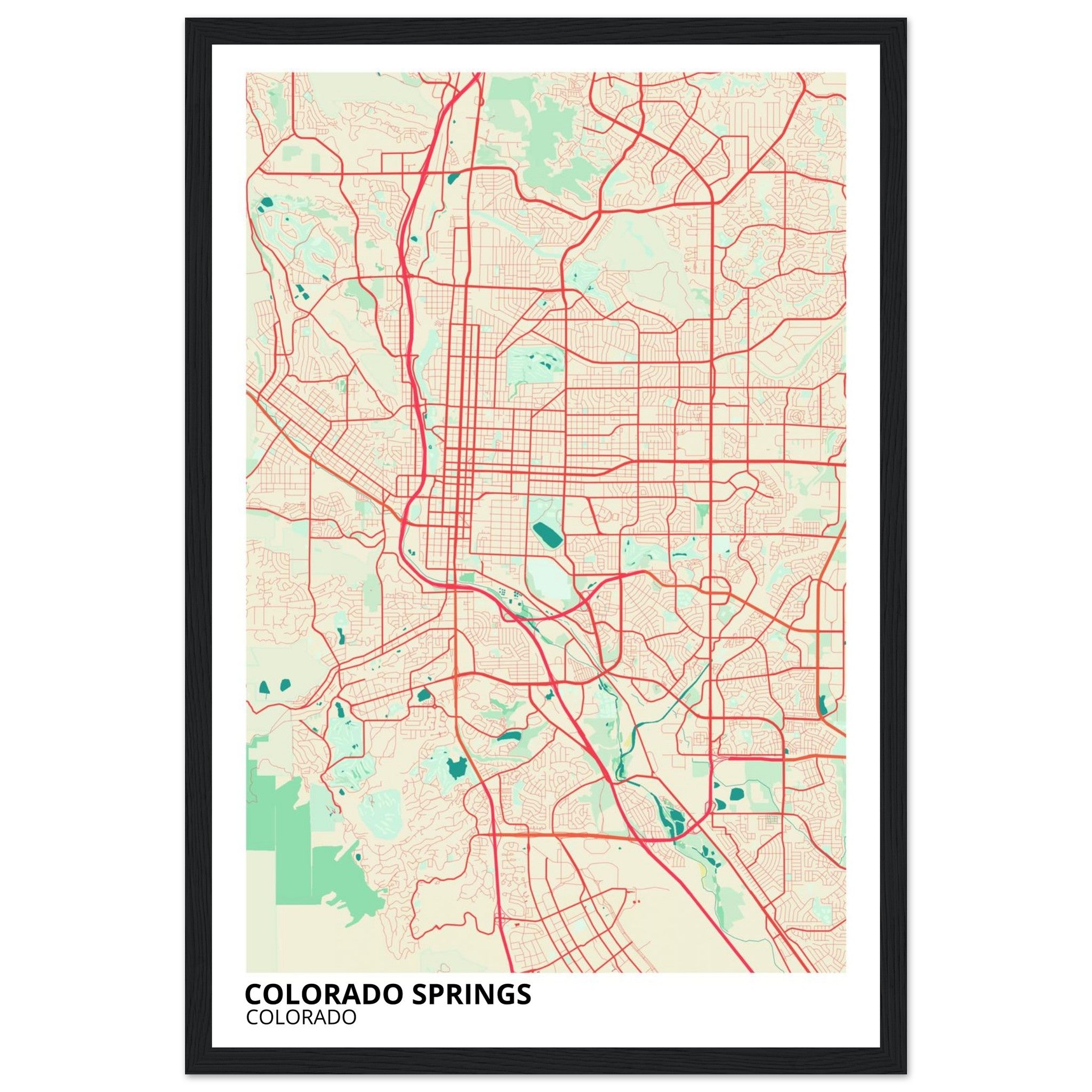 colorado springs map poster print