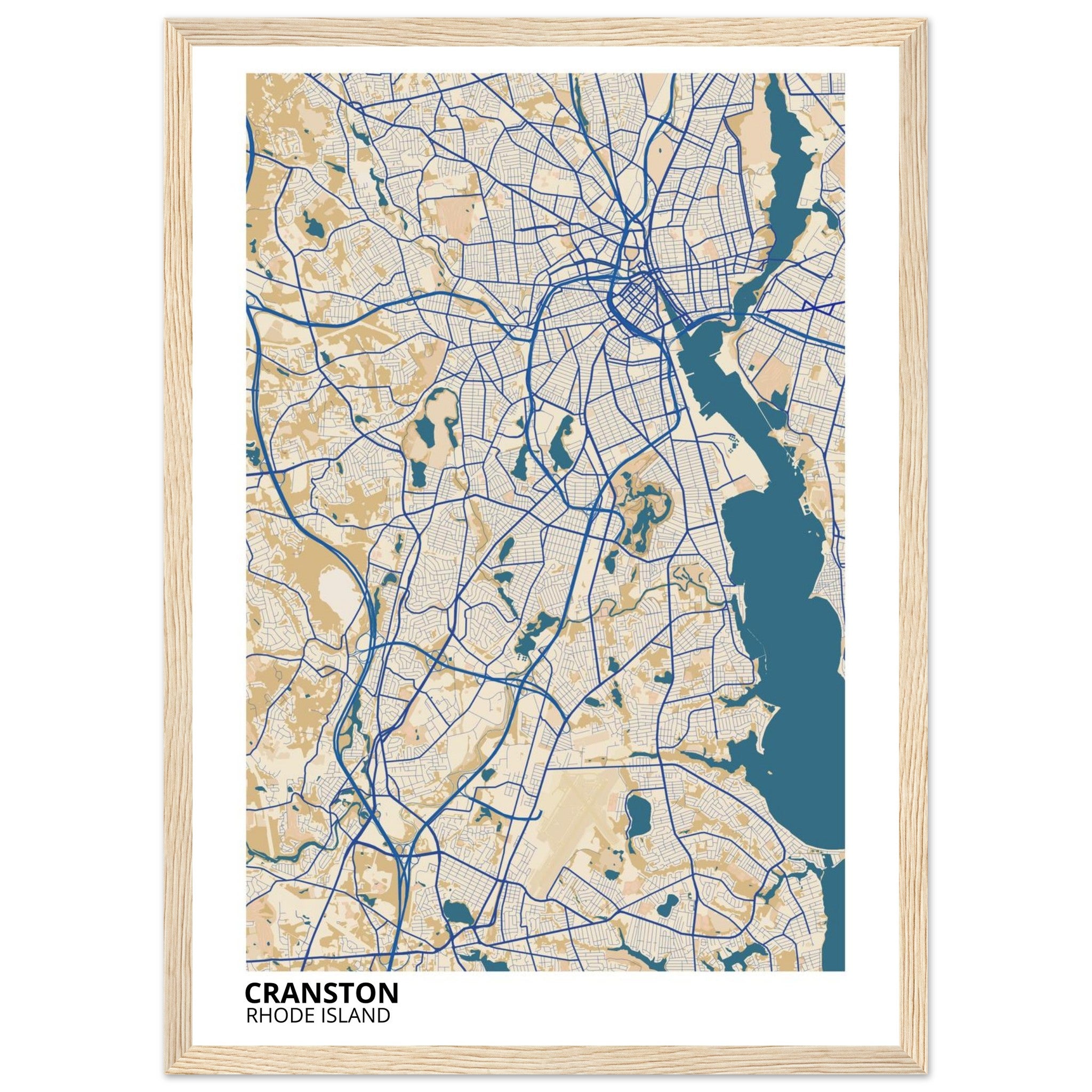 cranston rhode island map poster print