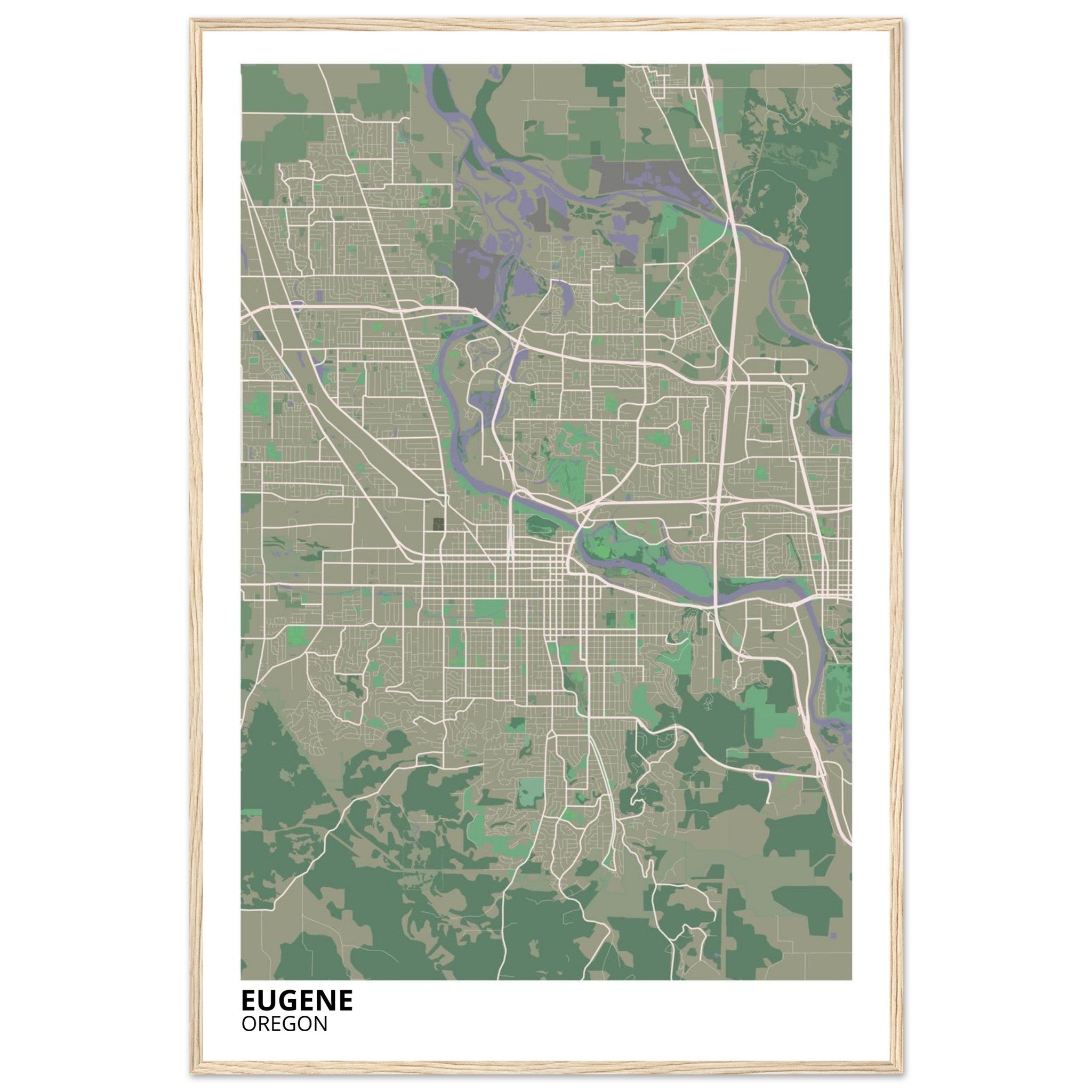 Eugene Oregon City Map Poster | Custom Map Art Print - Ink And Atlas