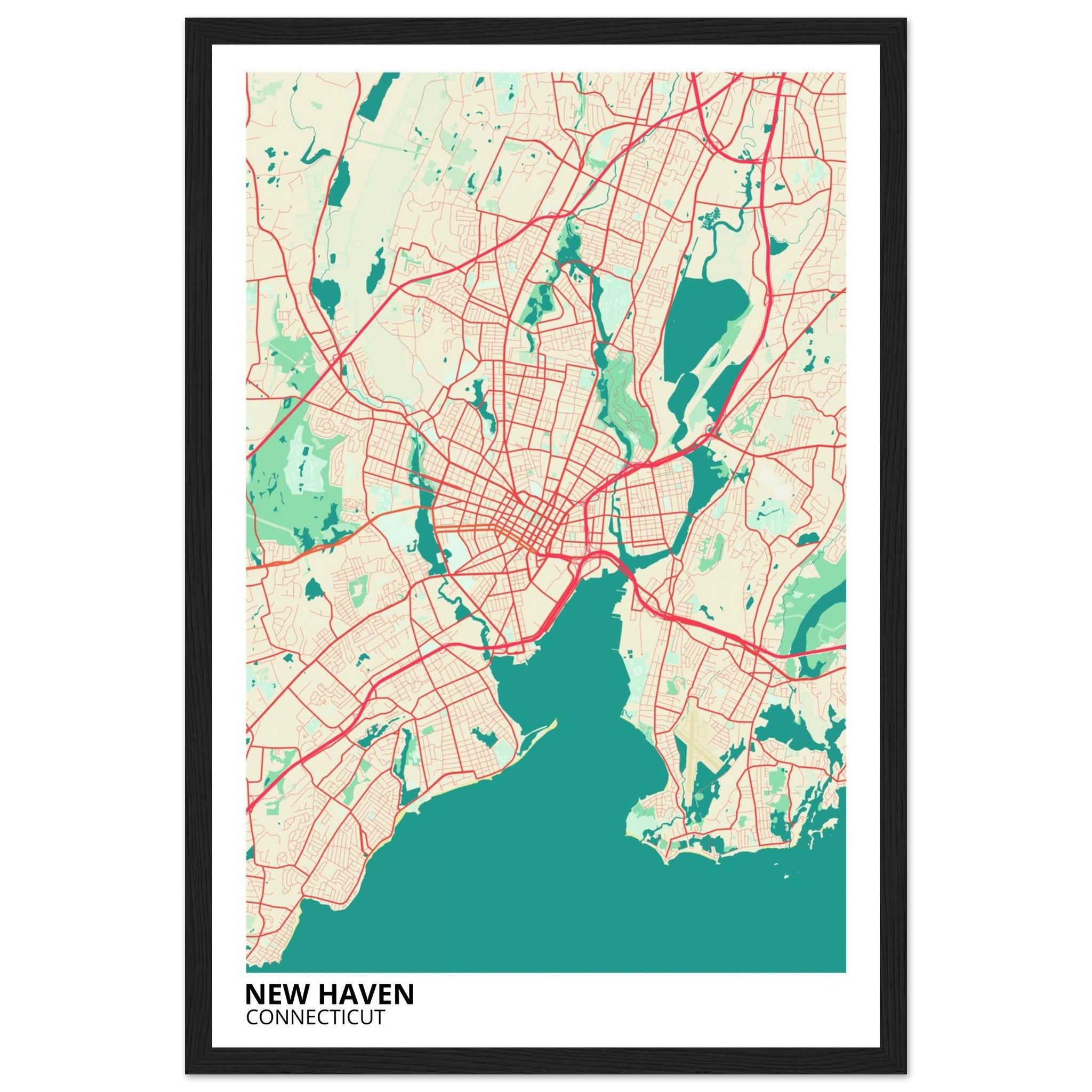 new haven map poster print