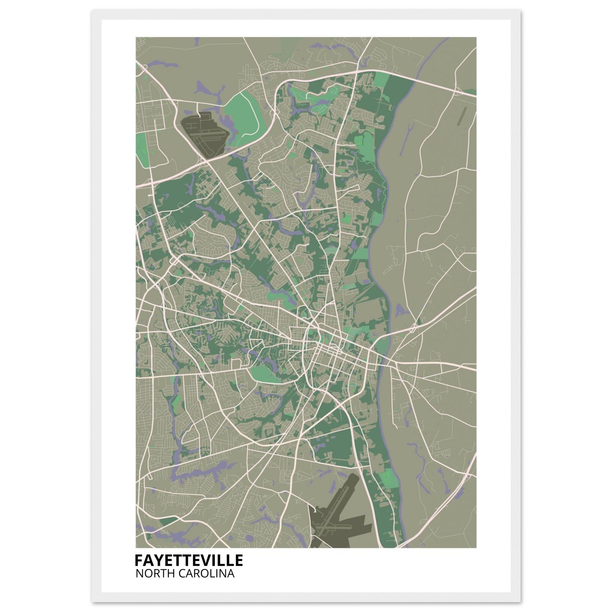 Fayetteville North Carolina City Map Poster | Custom Map Art Print - Ink And Atlas