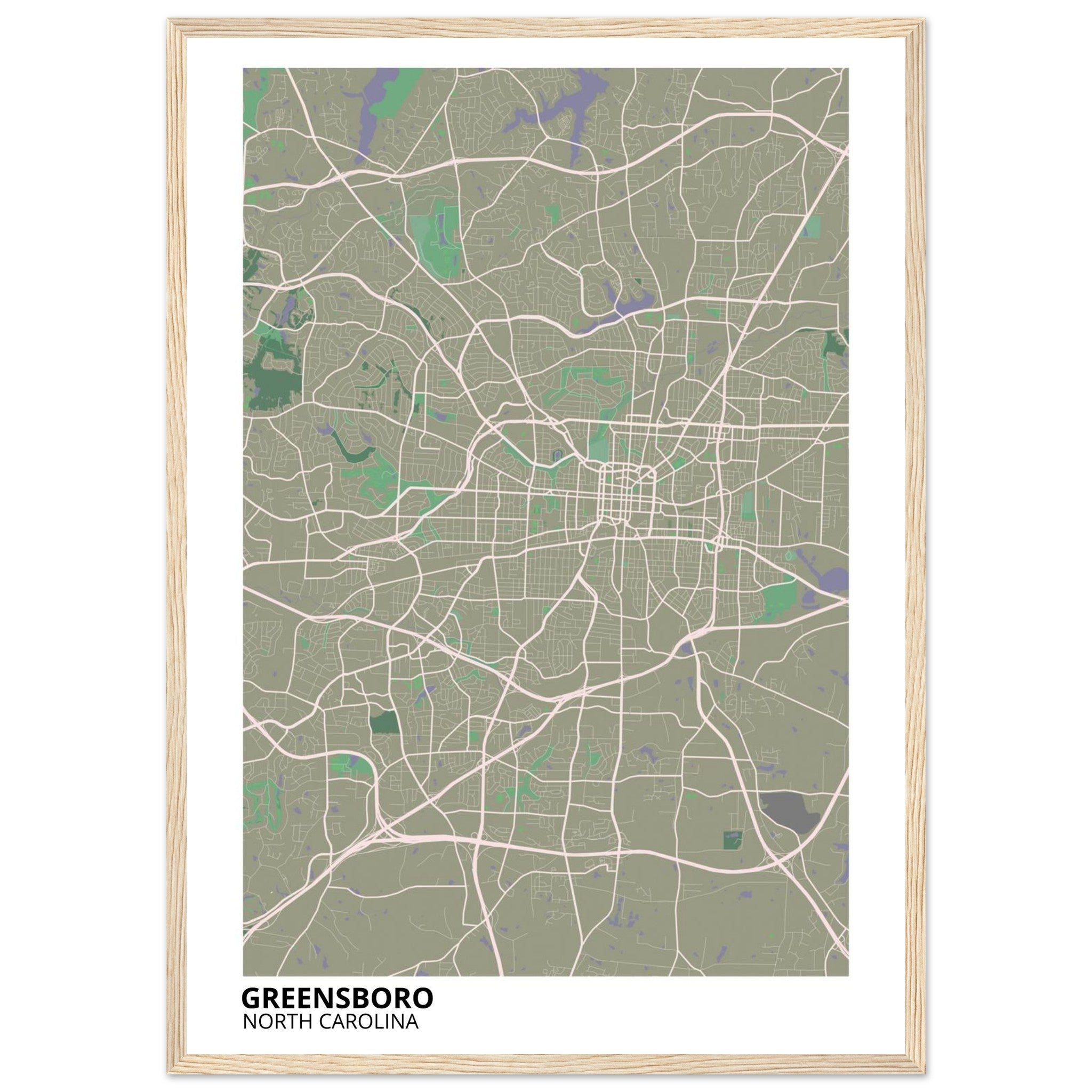 Greensboro North Carolina City Map Poster | Custom Map Art Print - Ink And Atlas
