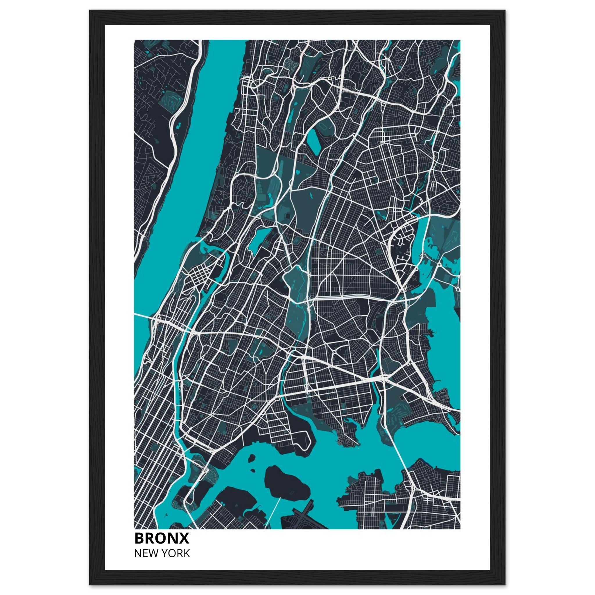 bronx map poster print