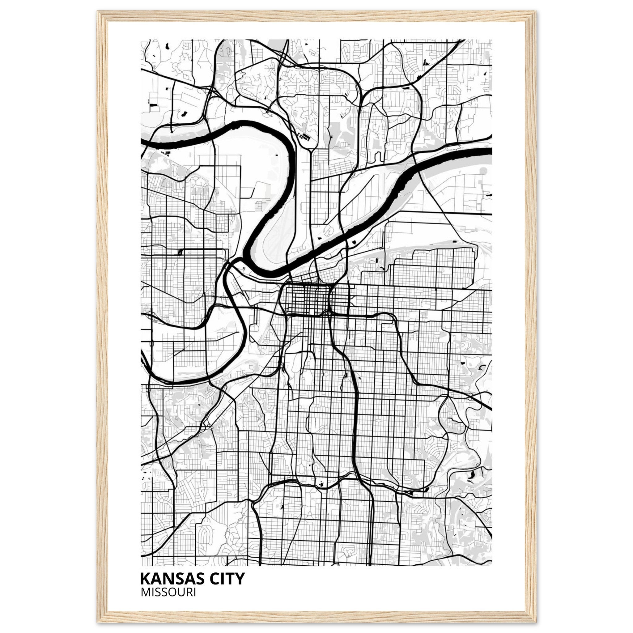 kansas city map poster print