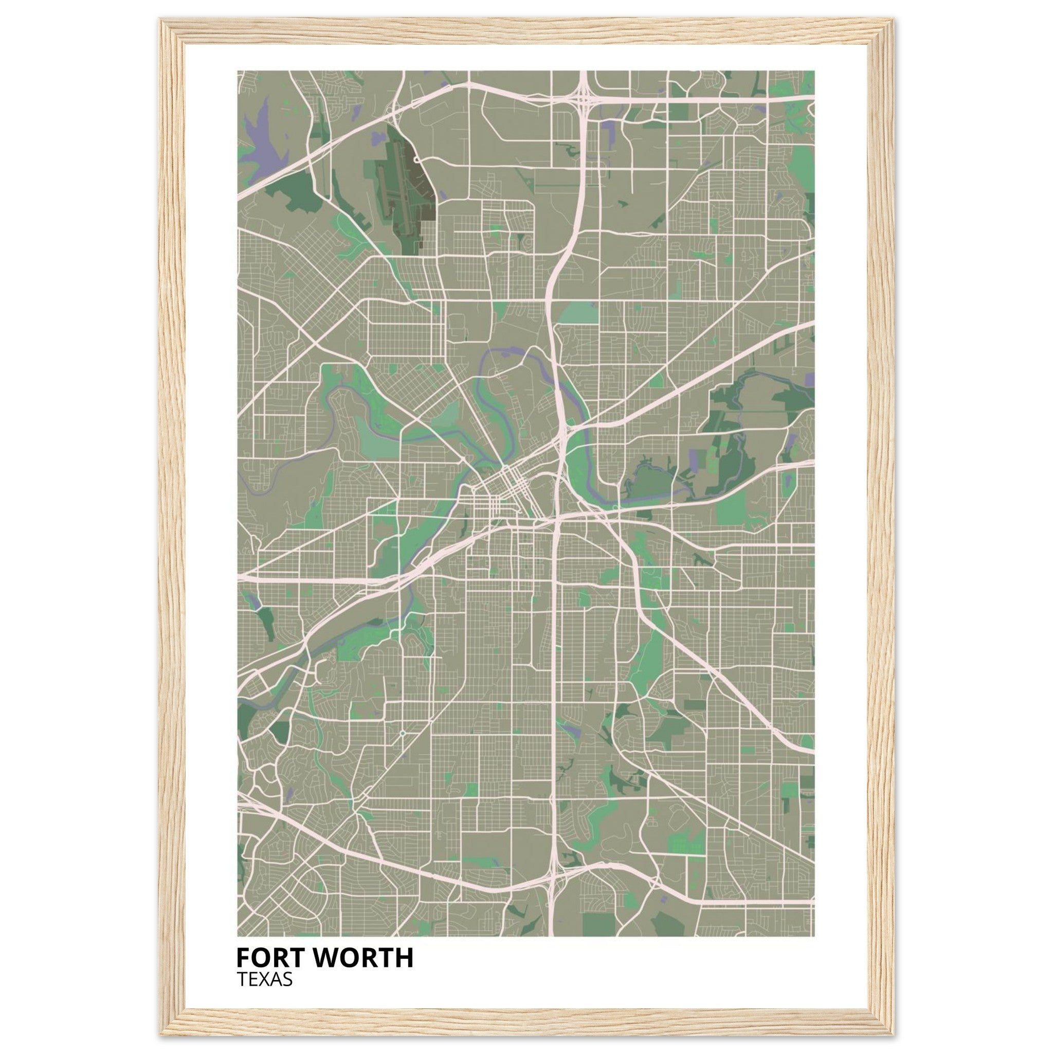fort worth map poster print
