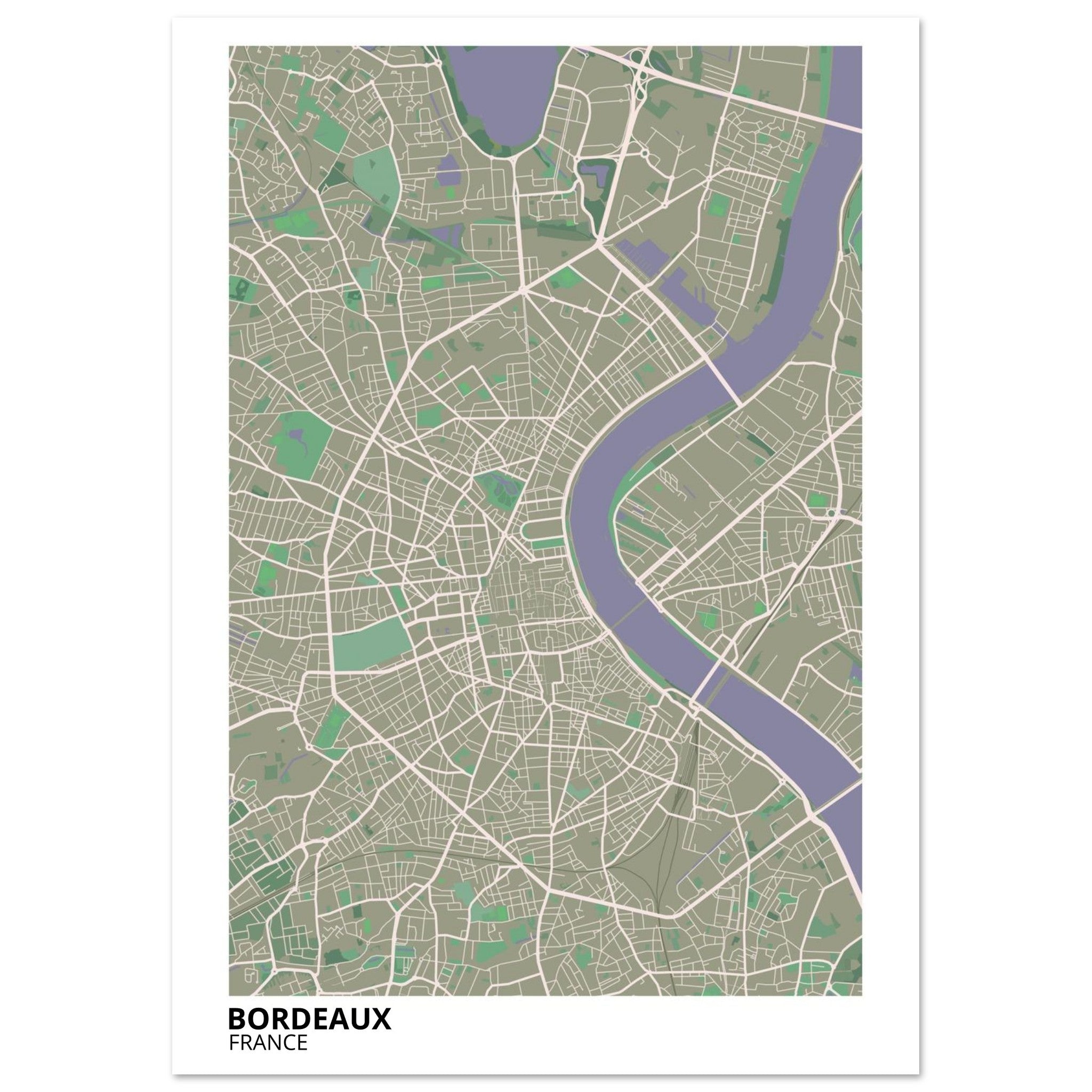 Bordeaux France City Map Poster | Custom Map Art Print - Ink And Atlas