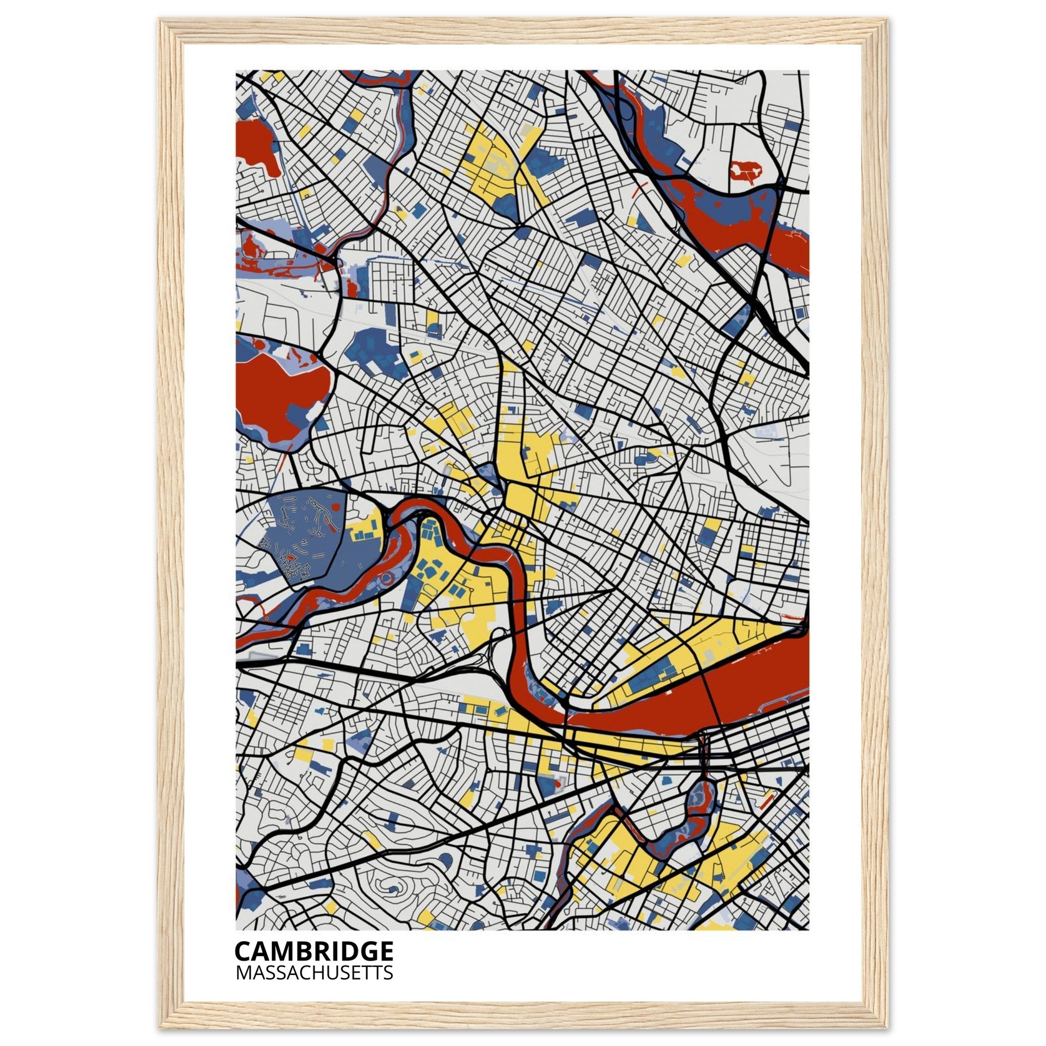Cambridge Massachusetts City Map Poster | Custom Map Art Print - Ink And Atlas