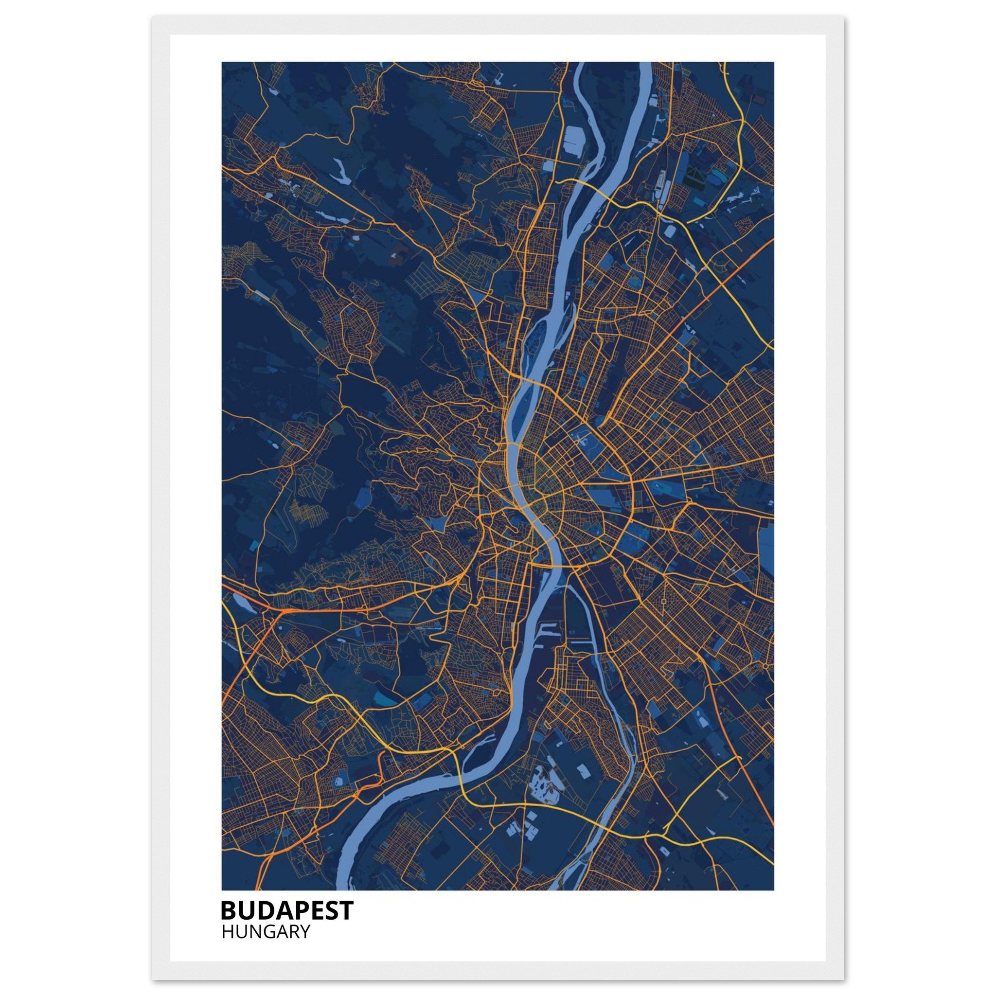 Budapest Hungary City Map Poster | Custom Map Art Print - Ink And Atlas