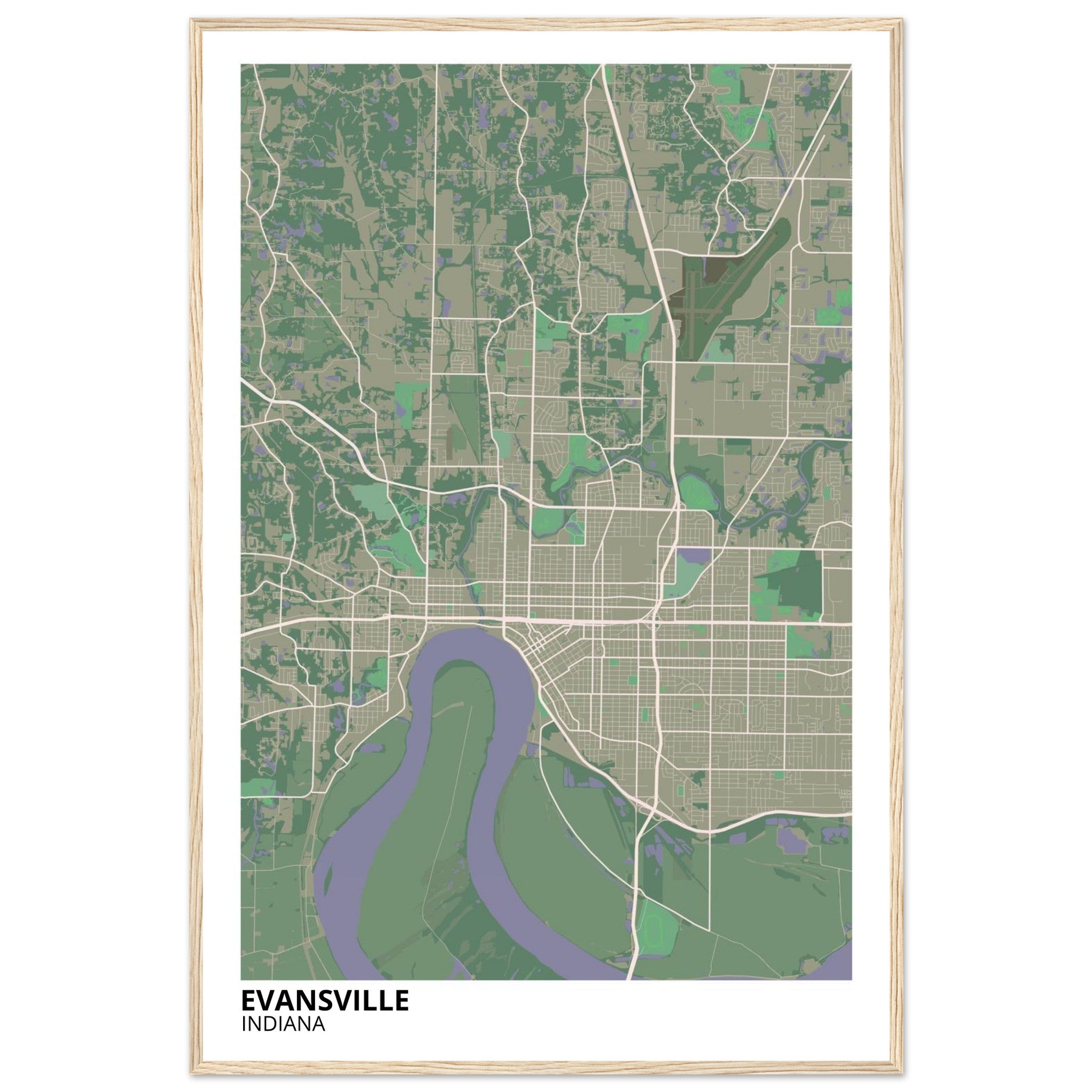 Evansville Indiana City Map Poster | Custom Map Art Print - Ink And Atlas