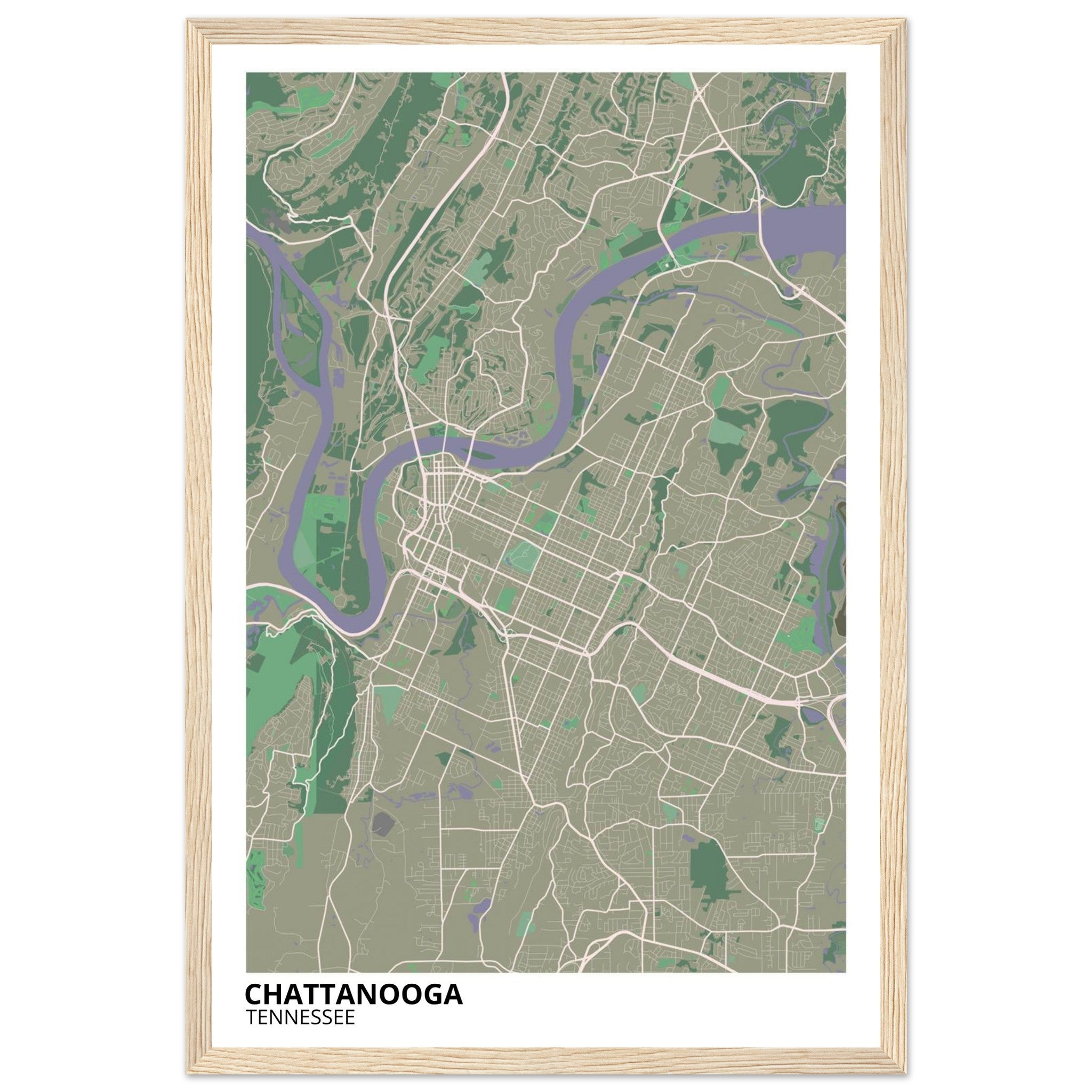 Chattanooga Tennessee City Map Poster | Custom Map Art Print - Ink And Atlas