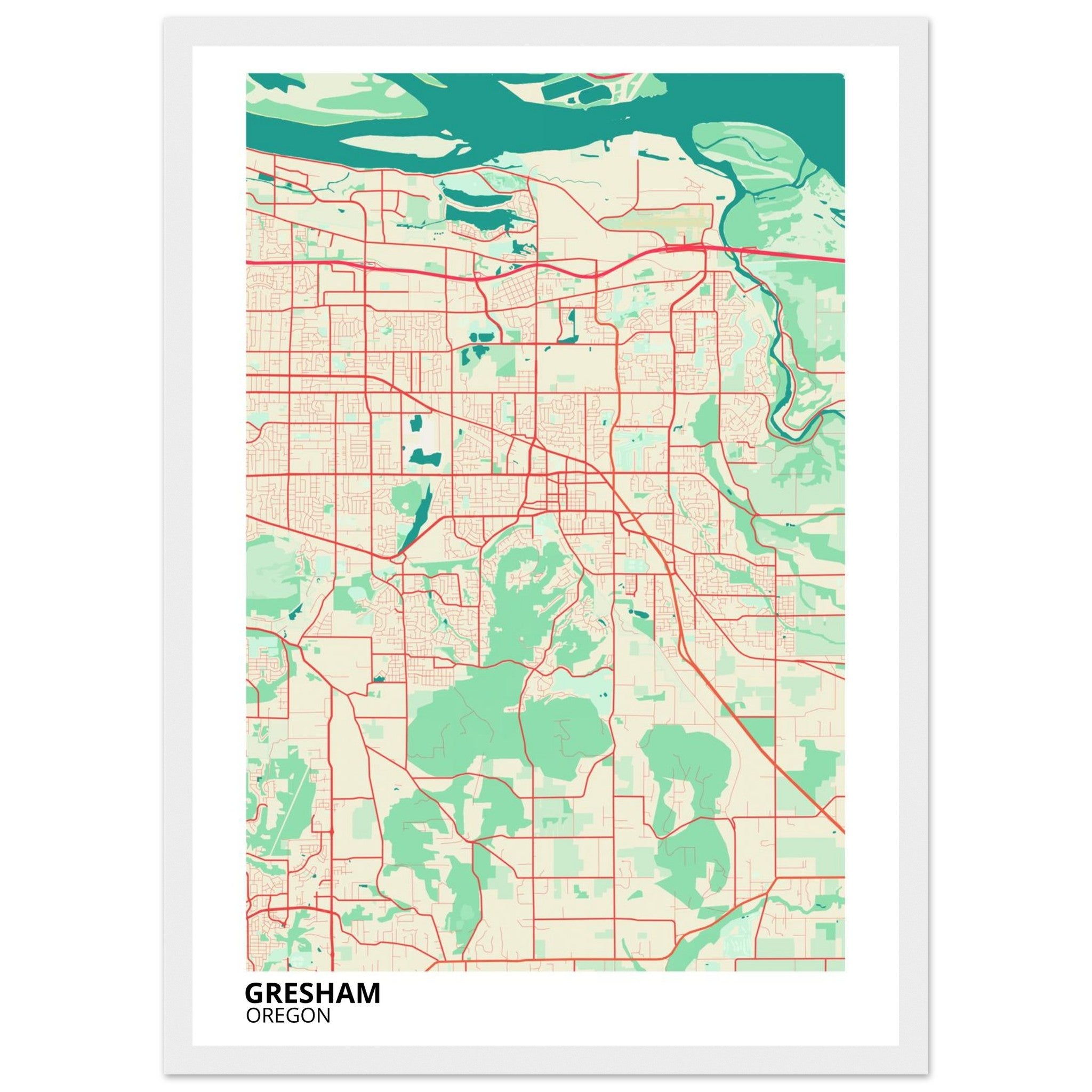 Gresham Oregon City Map Poster | Custom Map Art Print - Ink And Atlas