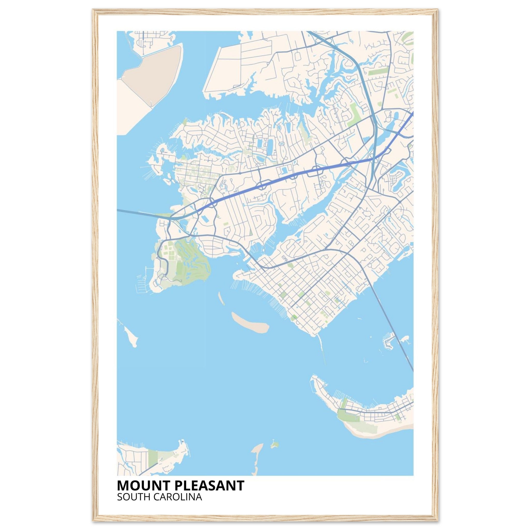 Mount Pleasant South Carolina City Map Poster | Custom Map Art Print - Ink And Atlas