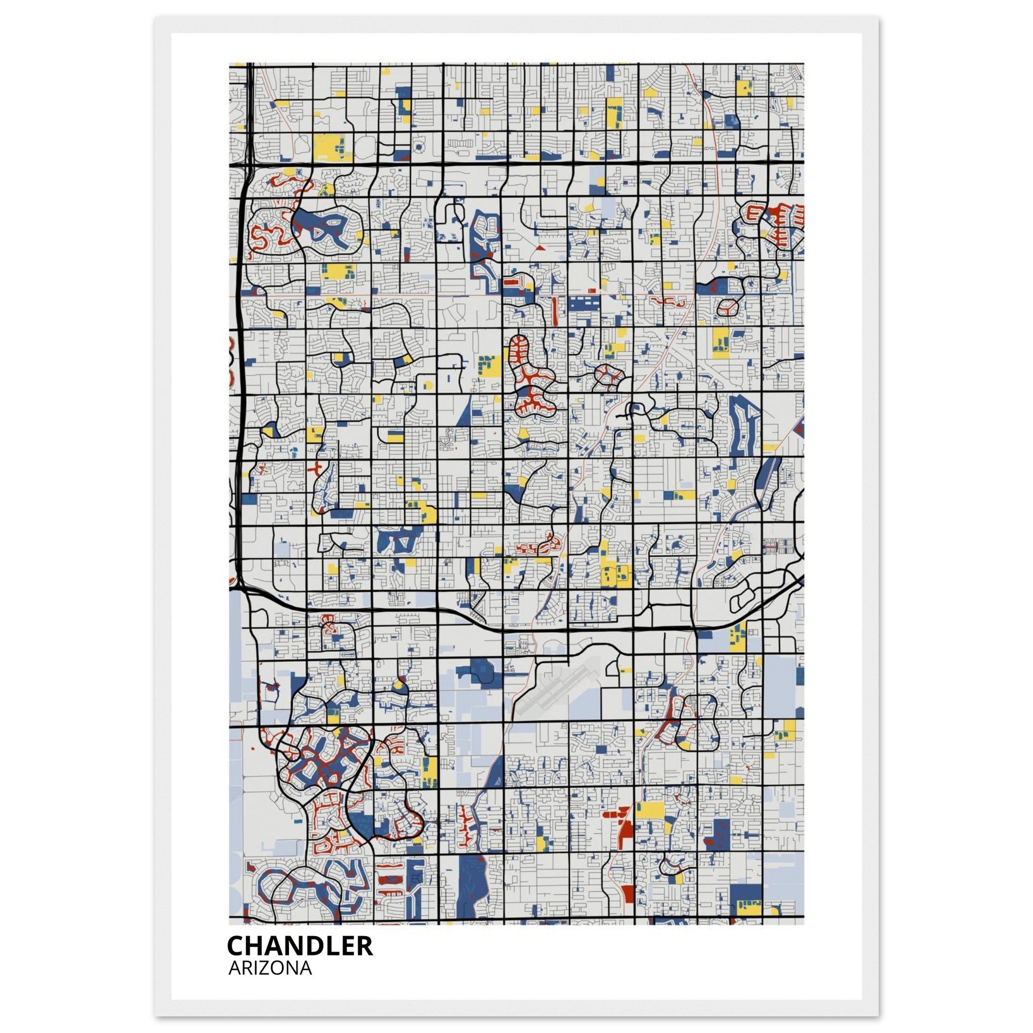 Chandler Arizona City Map Poster | Custom Map Art Print - Ink And Atlas