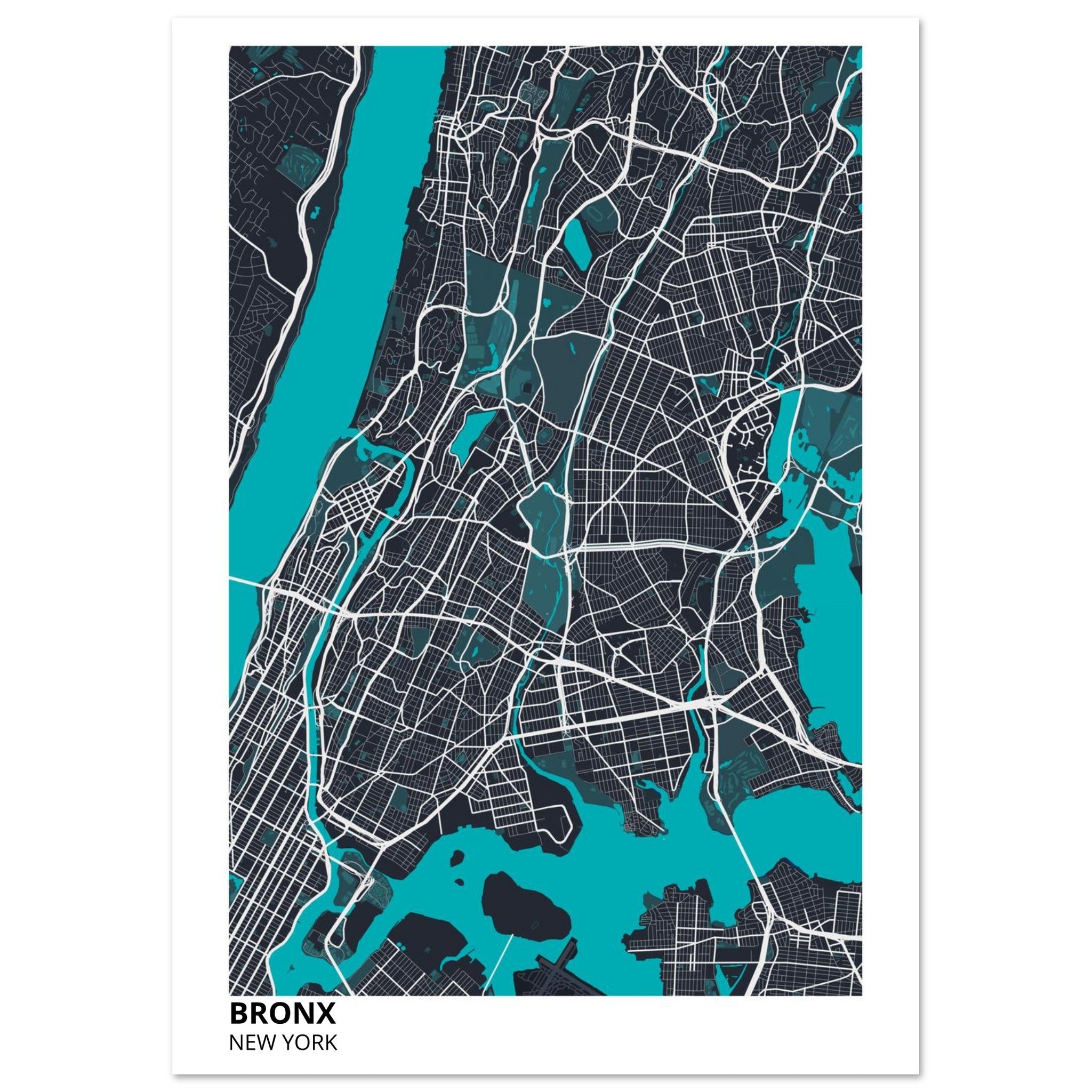 bronx map poster print