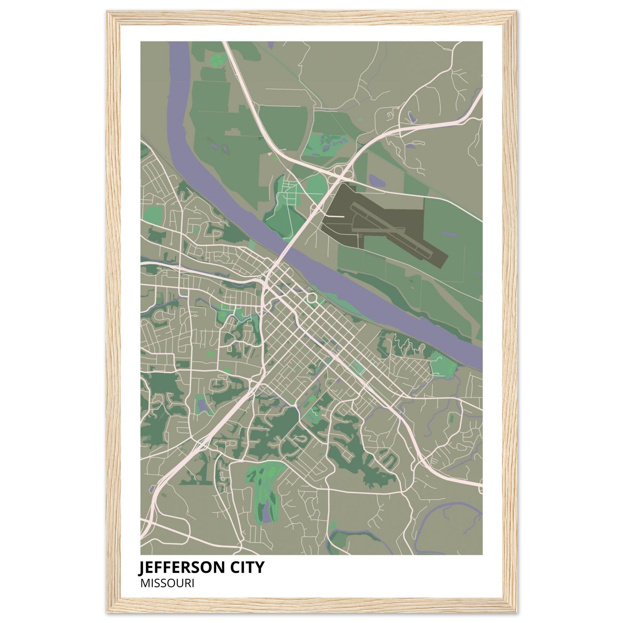 jefferson city map poster print