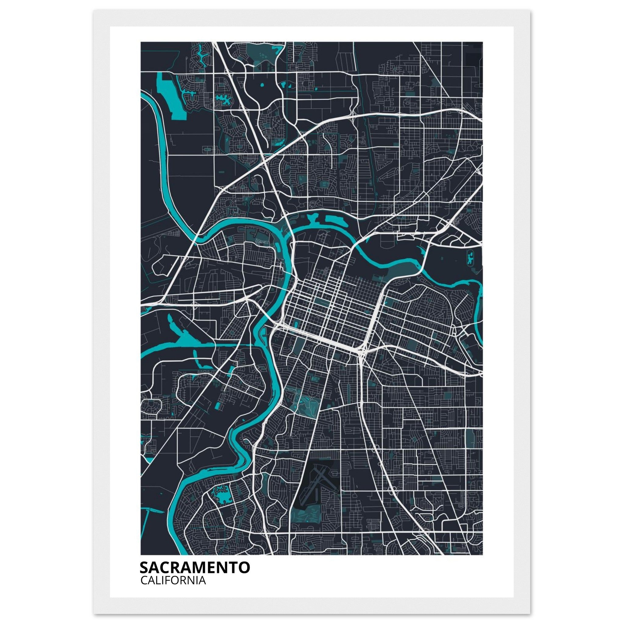 sacramento map poster print