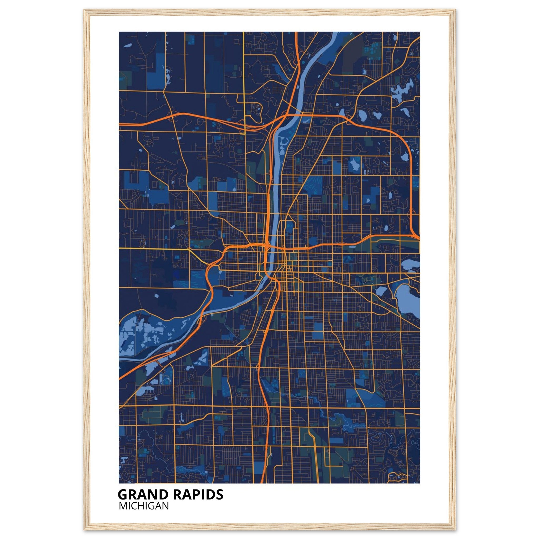 grand rapids map poster print