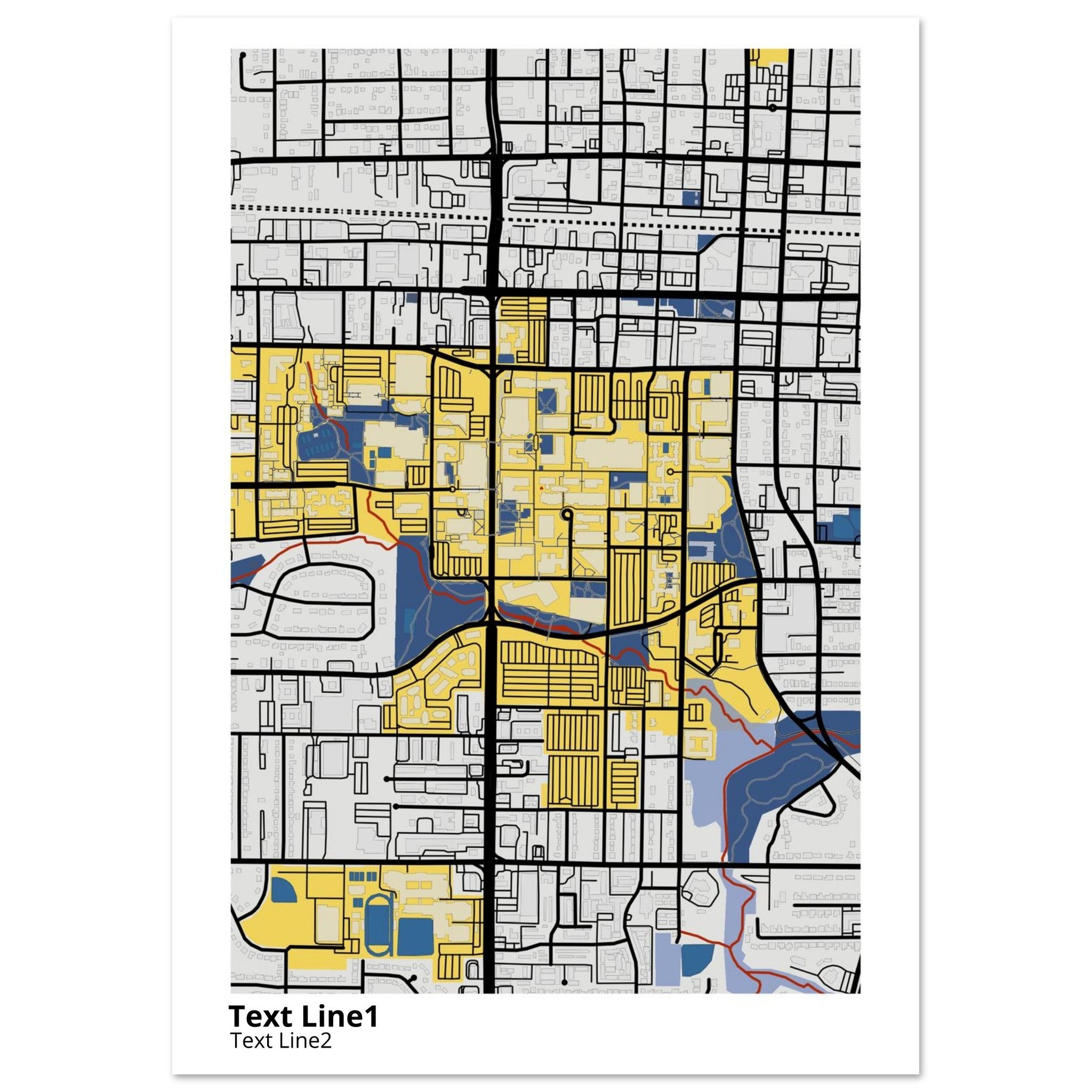 The University of Texas Arlington Campus Map Poster | Graduation Gift - Ink And Atlas