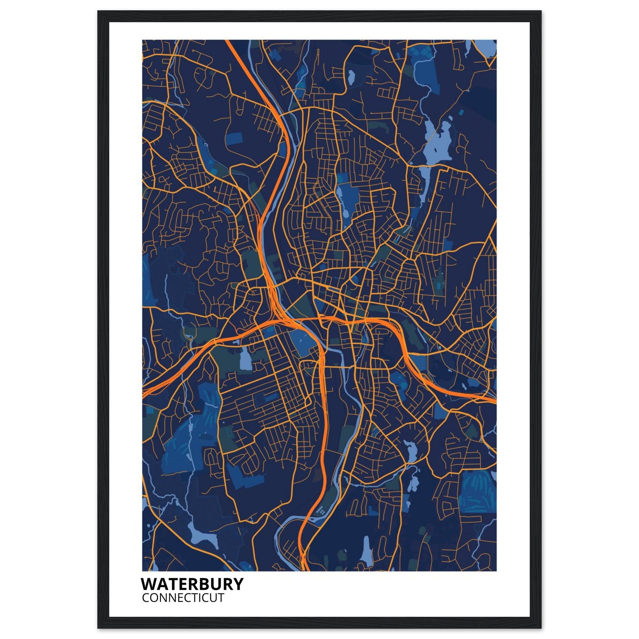 Waterbury Connecticut City Map Poster | Custom Map Art Print - Ink And Atlas