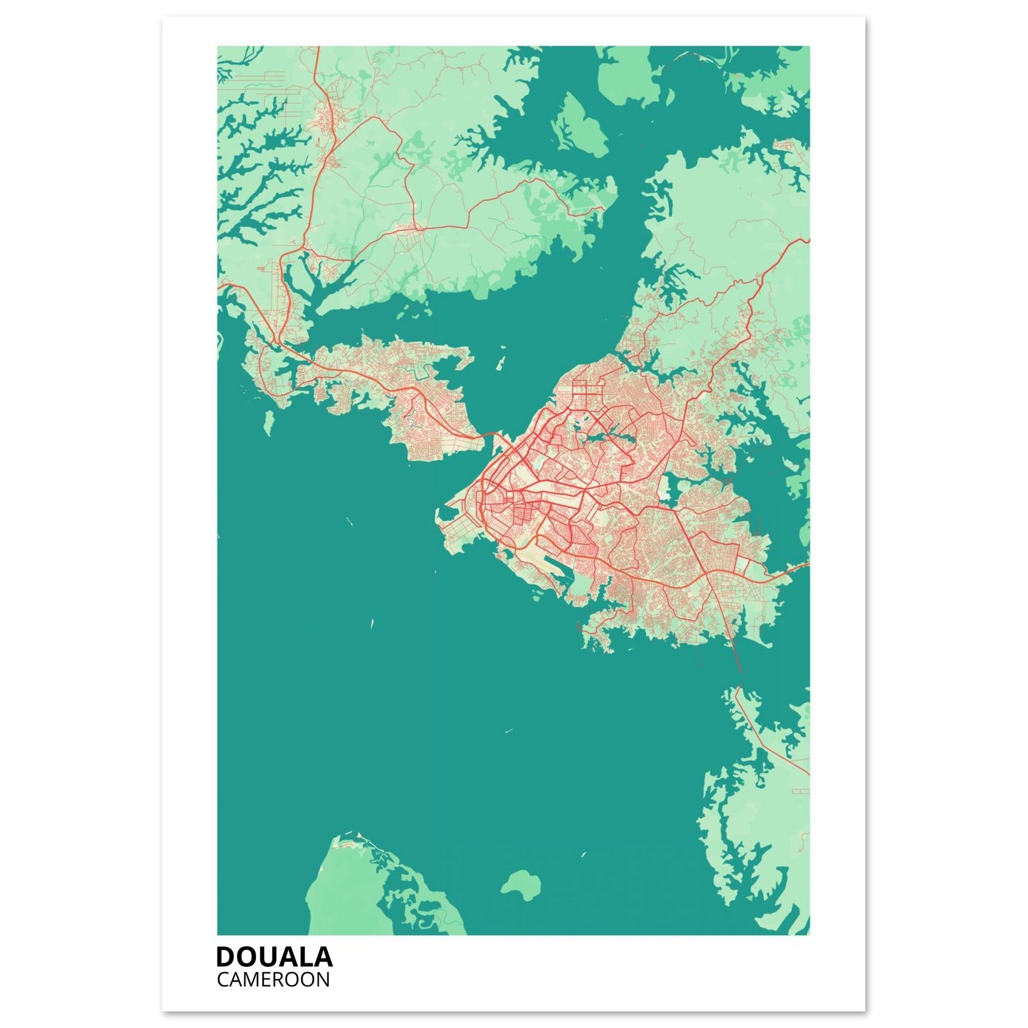Douala Cameroon City Map Poster | Custom Map Art Print - Ink And Atlas