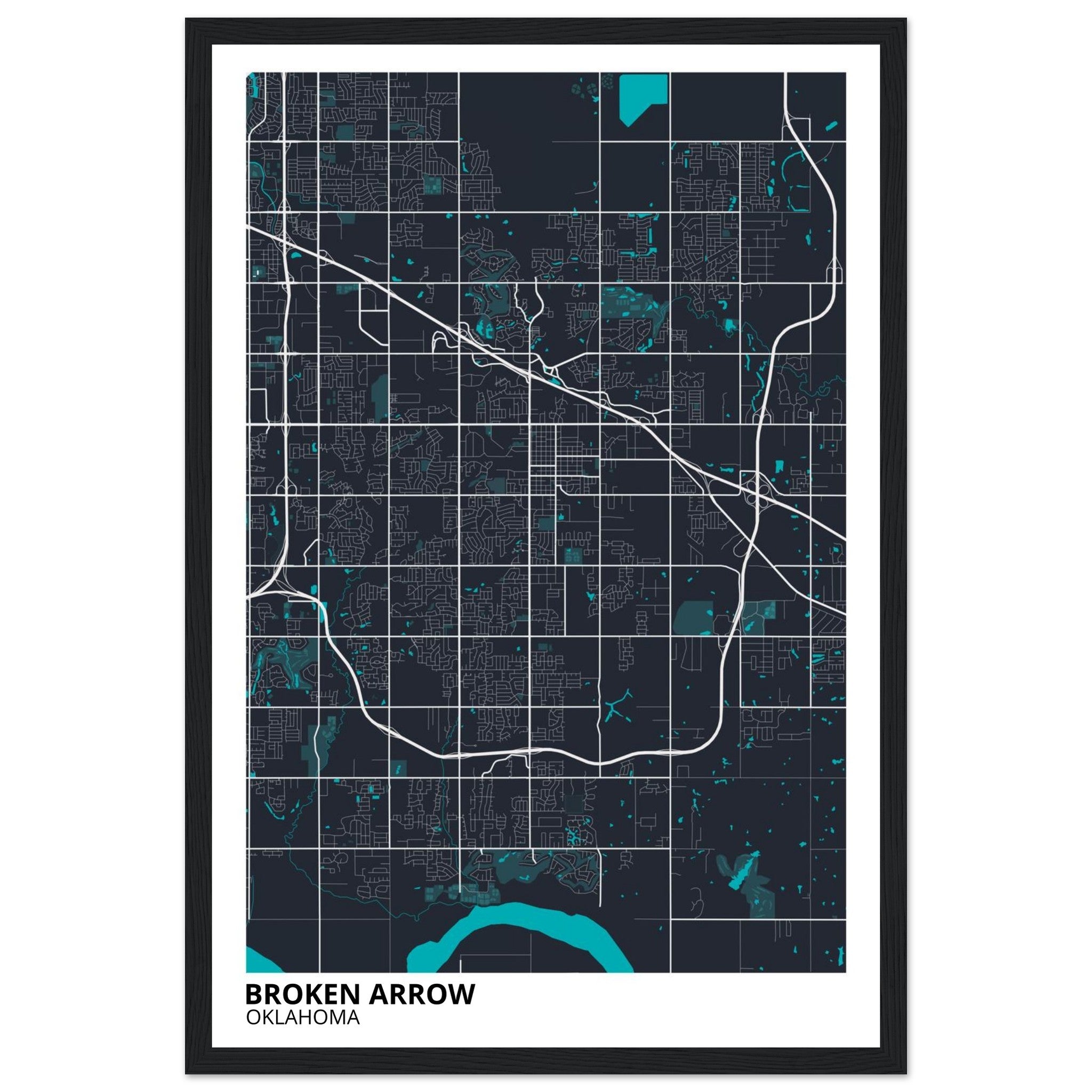 Broken Arrow Oklahoma City Map Poster | Custom Map Art Print - Ink And Atlas