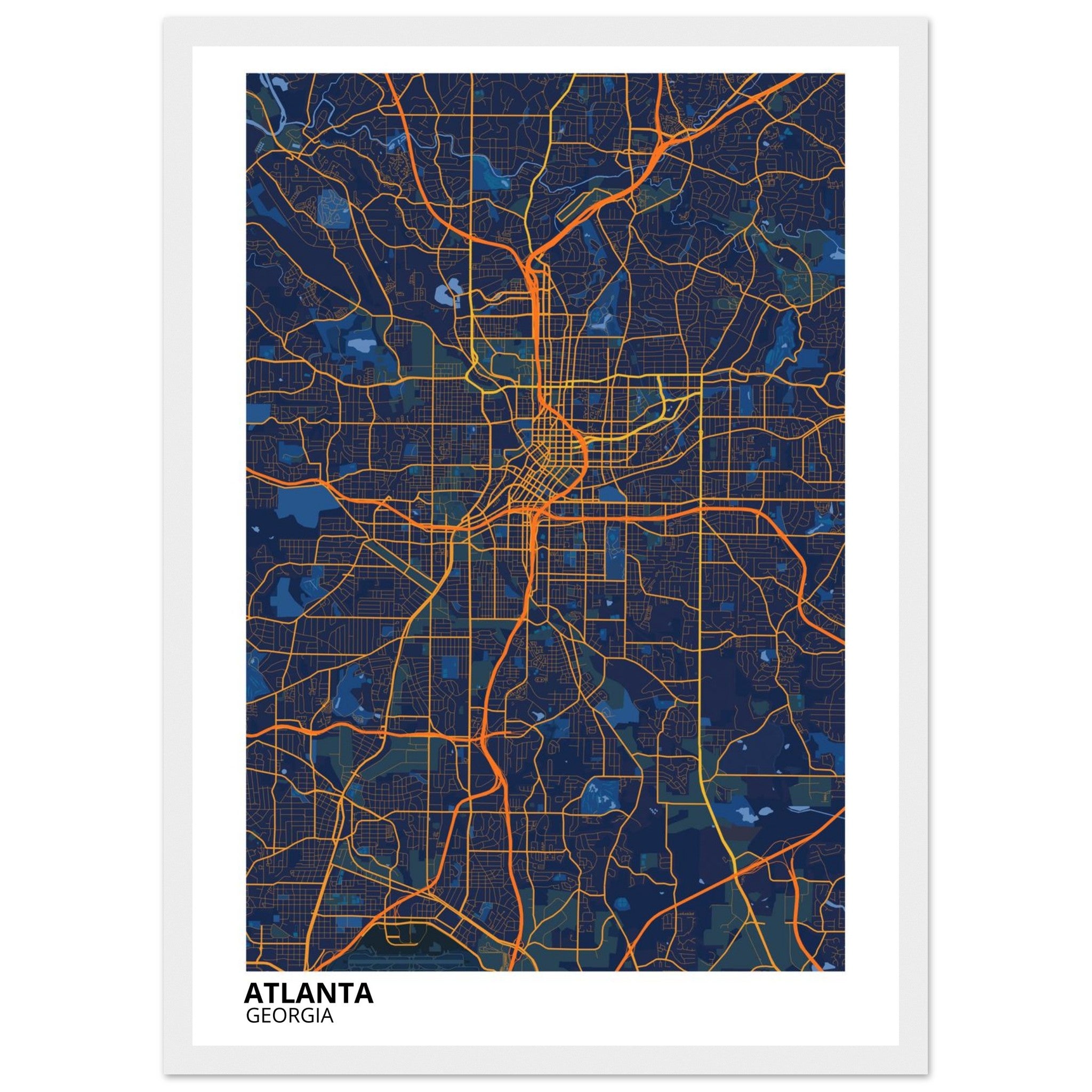 atlanta map poster print