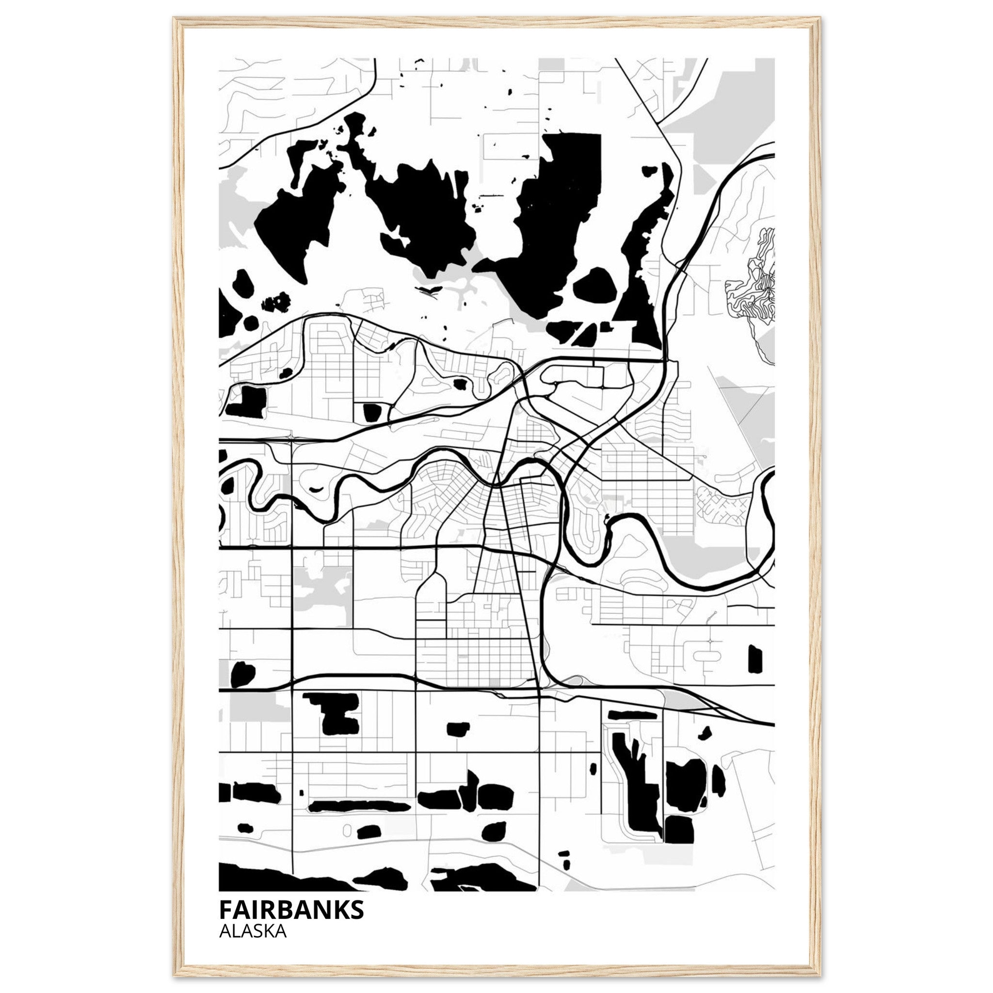 Fairbanks Alaska City Map Poster | Custom Map Art Print - Ink And Atlas