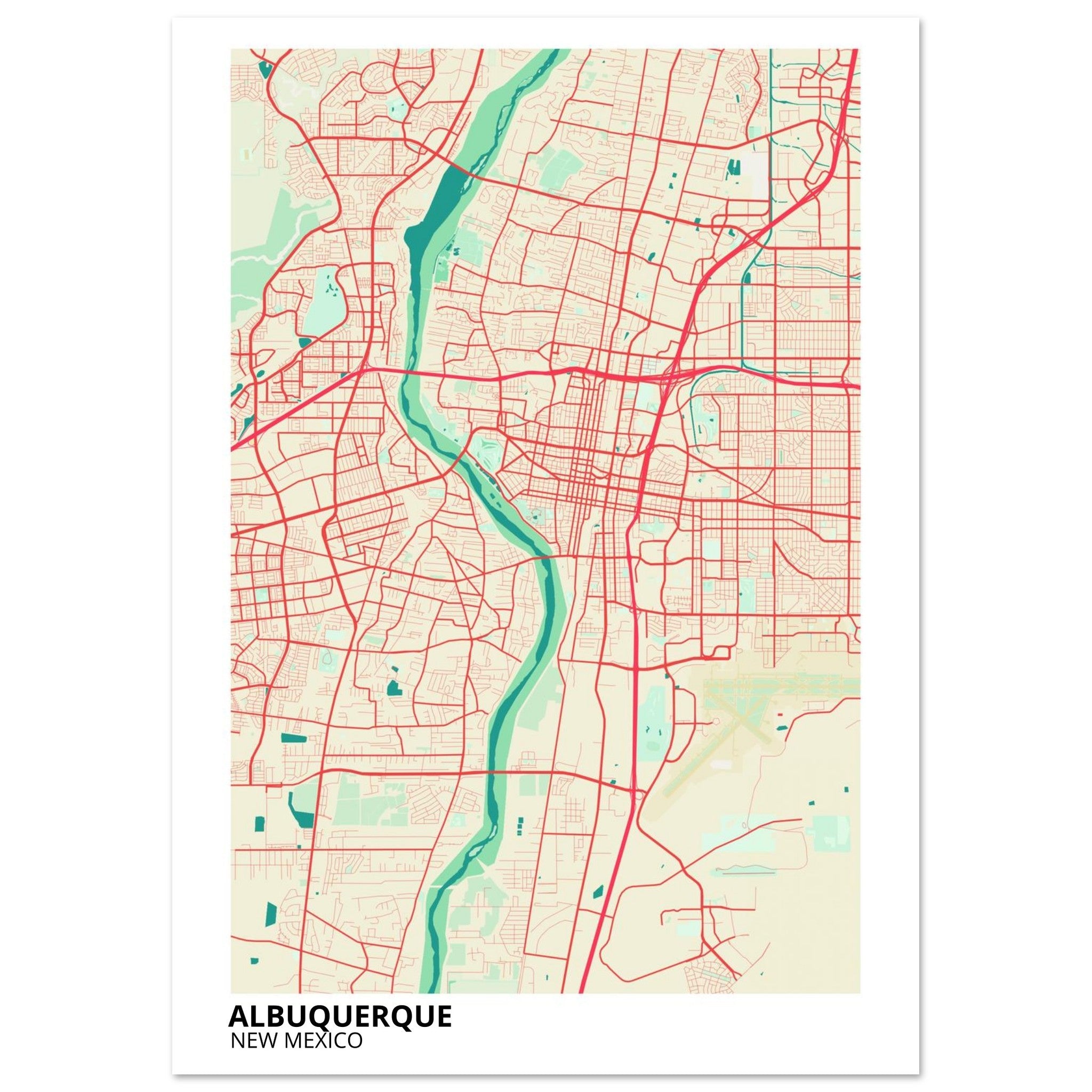 albuquerque map poster print