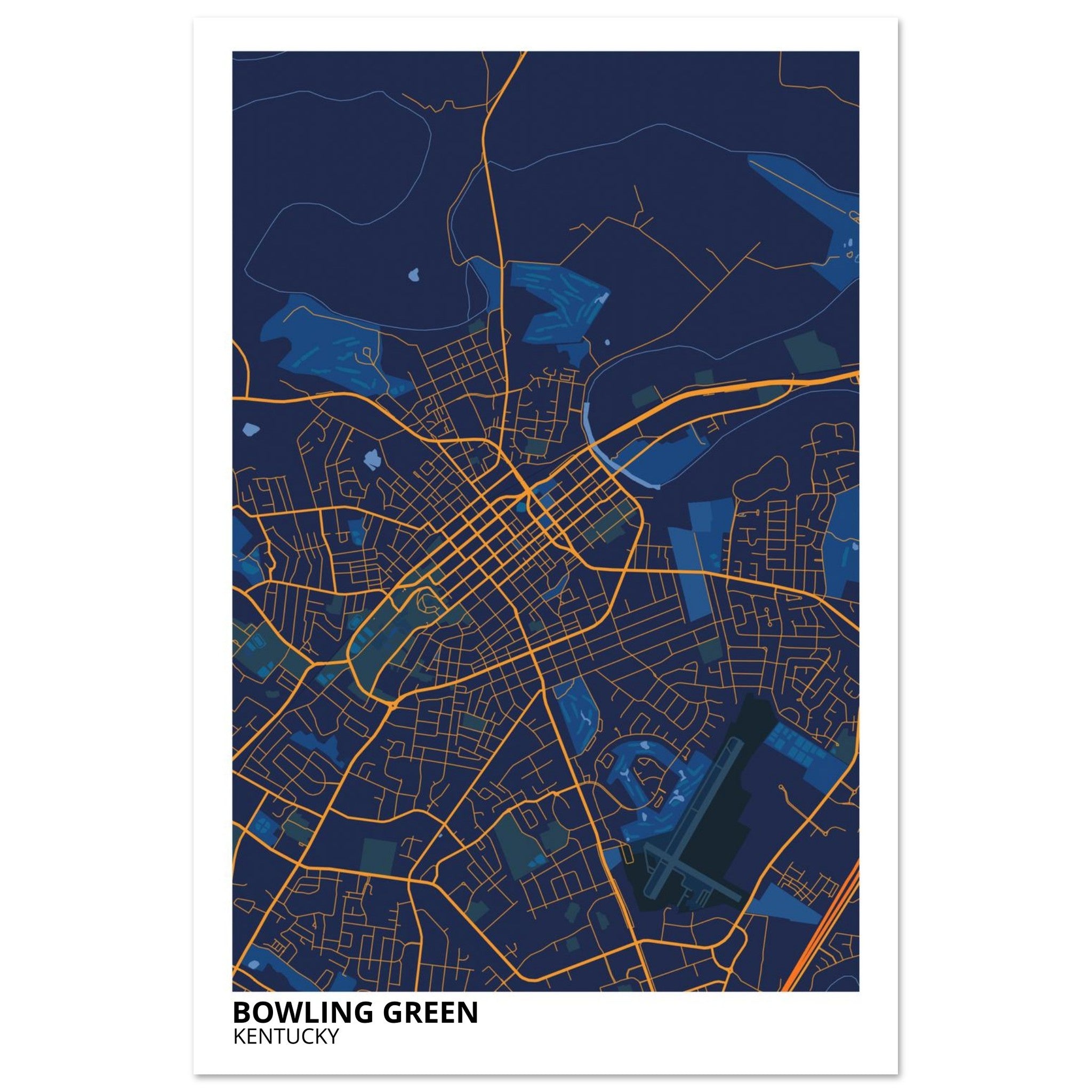 Bowling Green Kentucky City Map Poster | Custom Map Art Print - Ink And Atlas