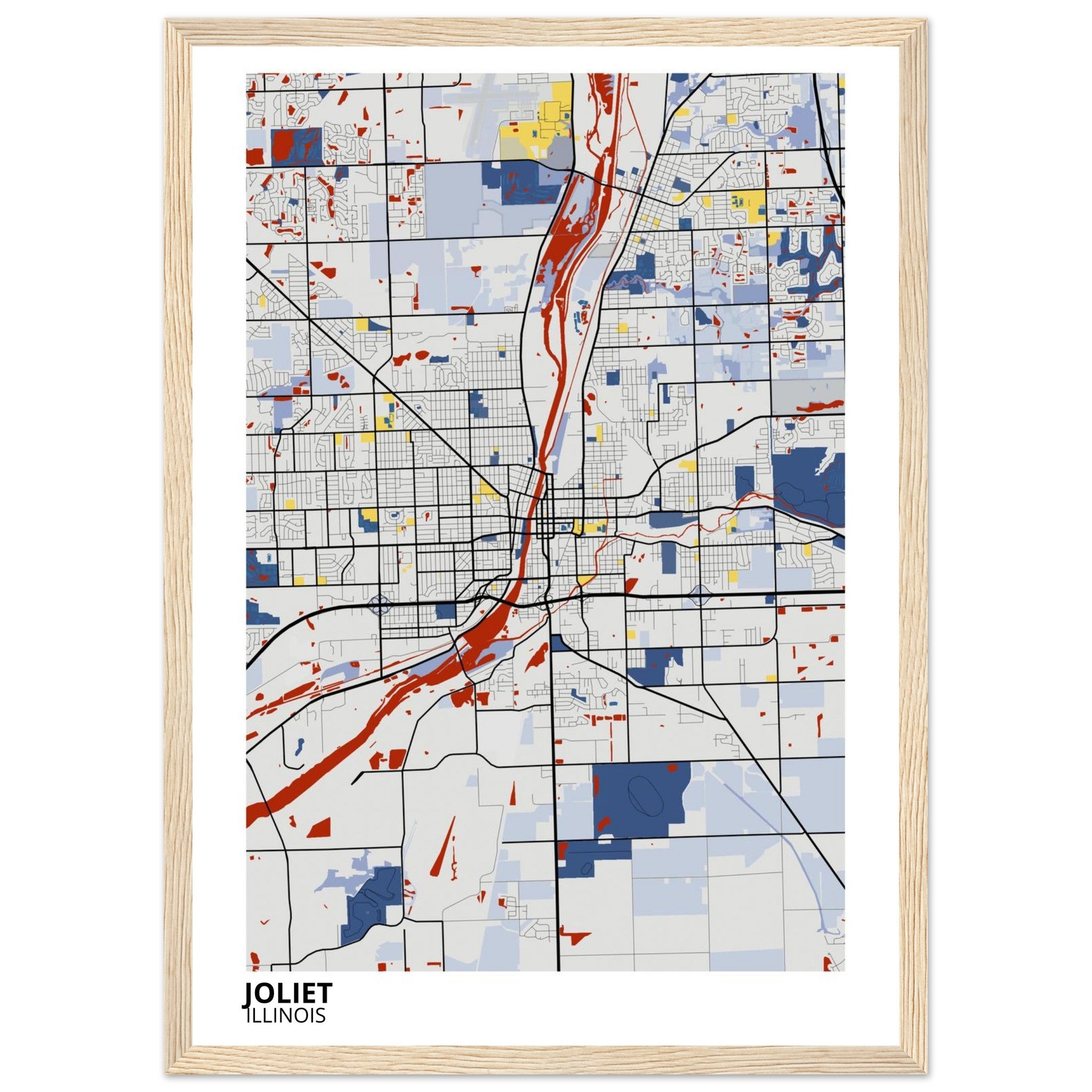 Joliet Illinois City Map Poster | Custom Map Art Print - Ink And Atlas