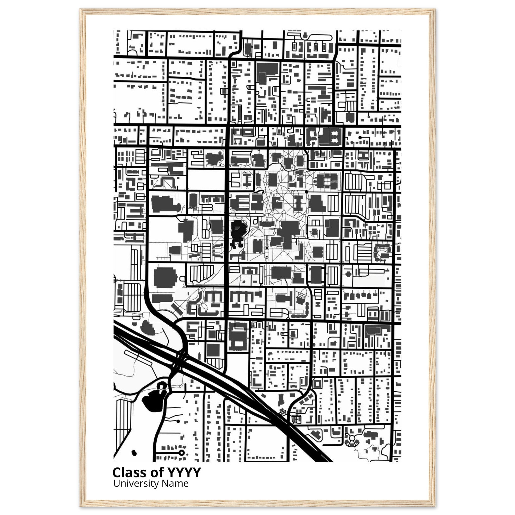 custom modern campus map print