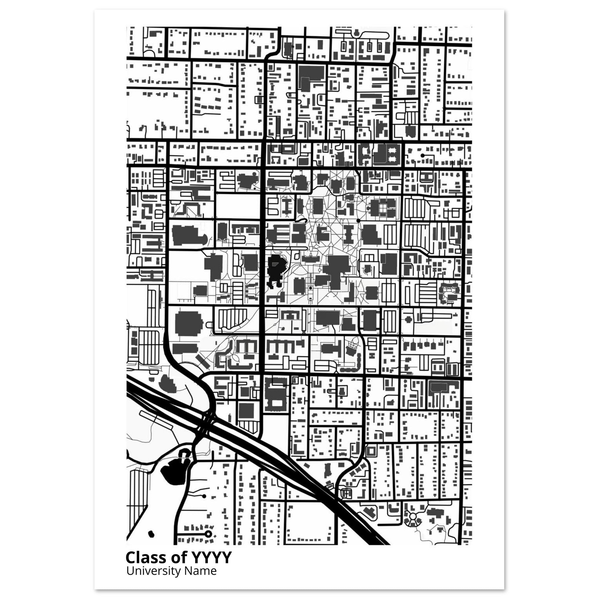 custom modern campus map print