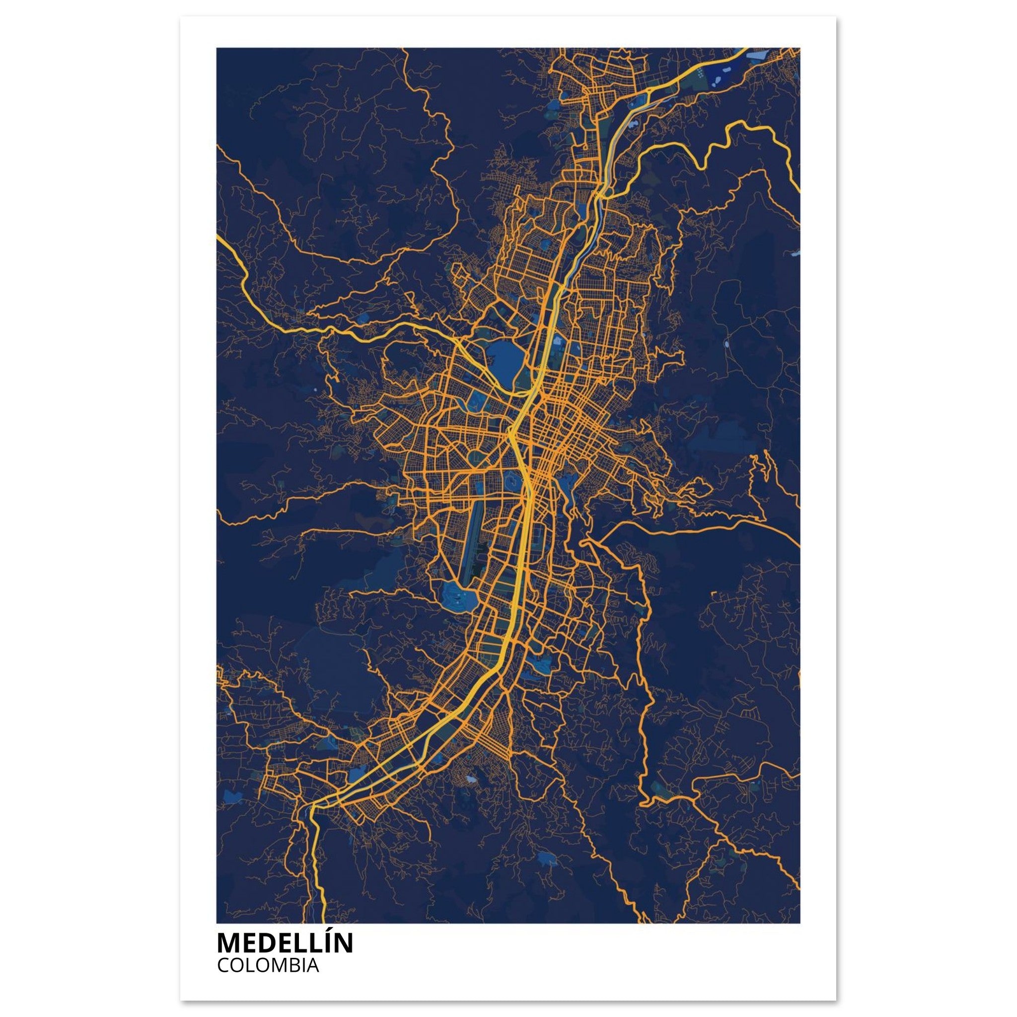 Medellín Colombia City Map Poster | Custom Map Art Print - Ink And Atlas