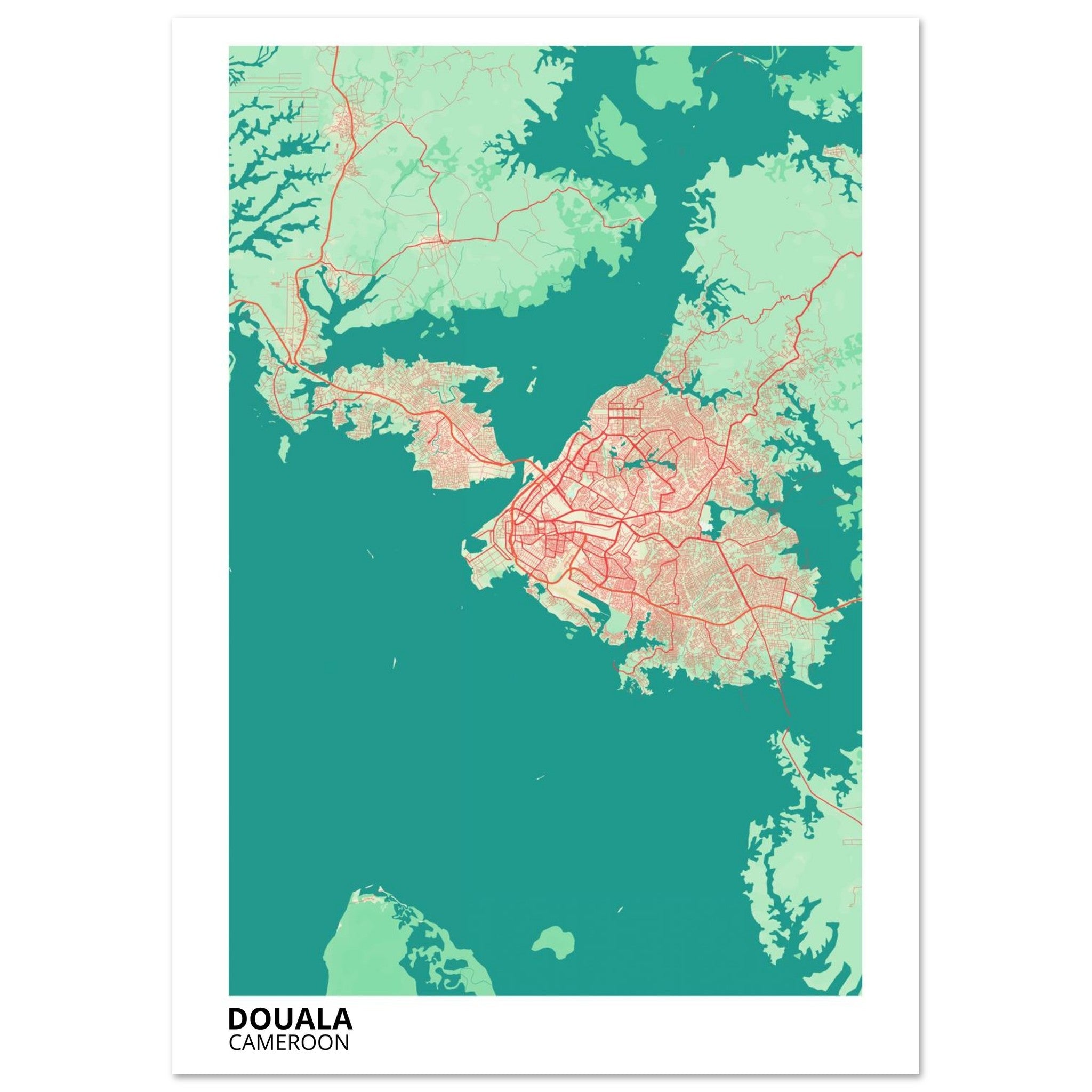 Douala Cameroon City Map Poster | Custom Map Art Print - Ink And Atlas