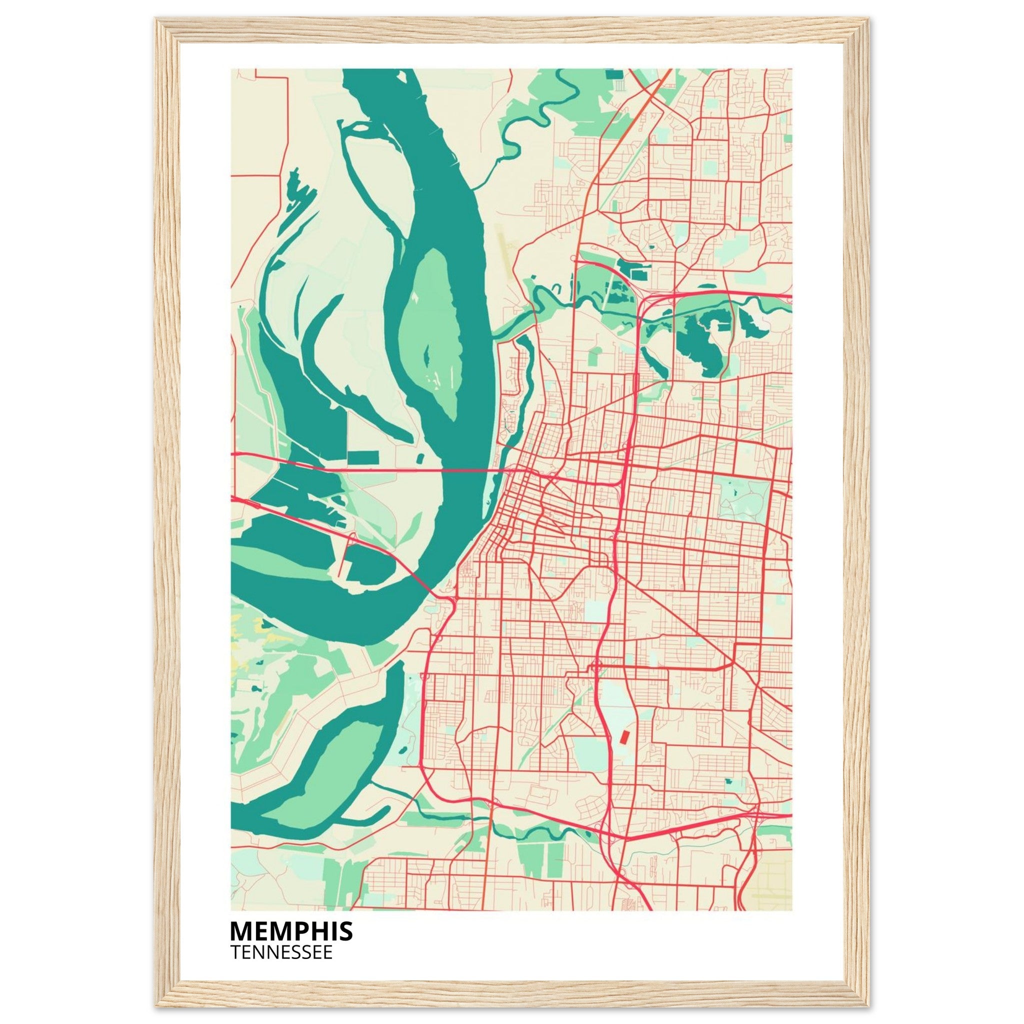 memphis map poster print