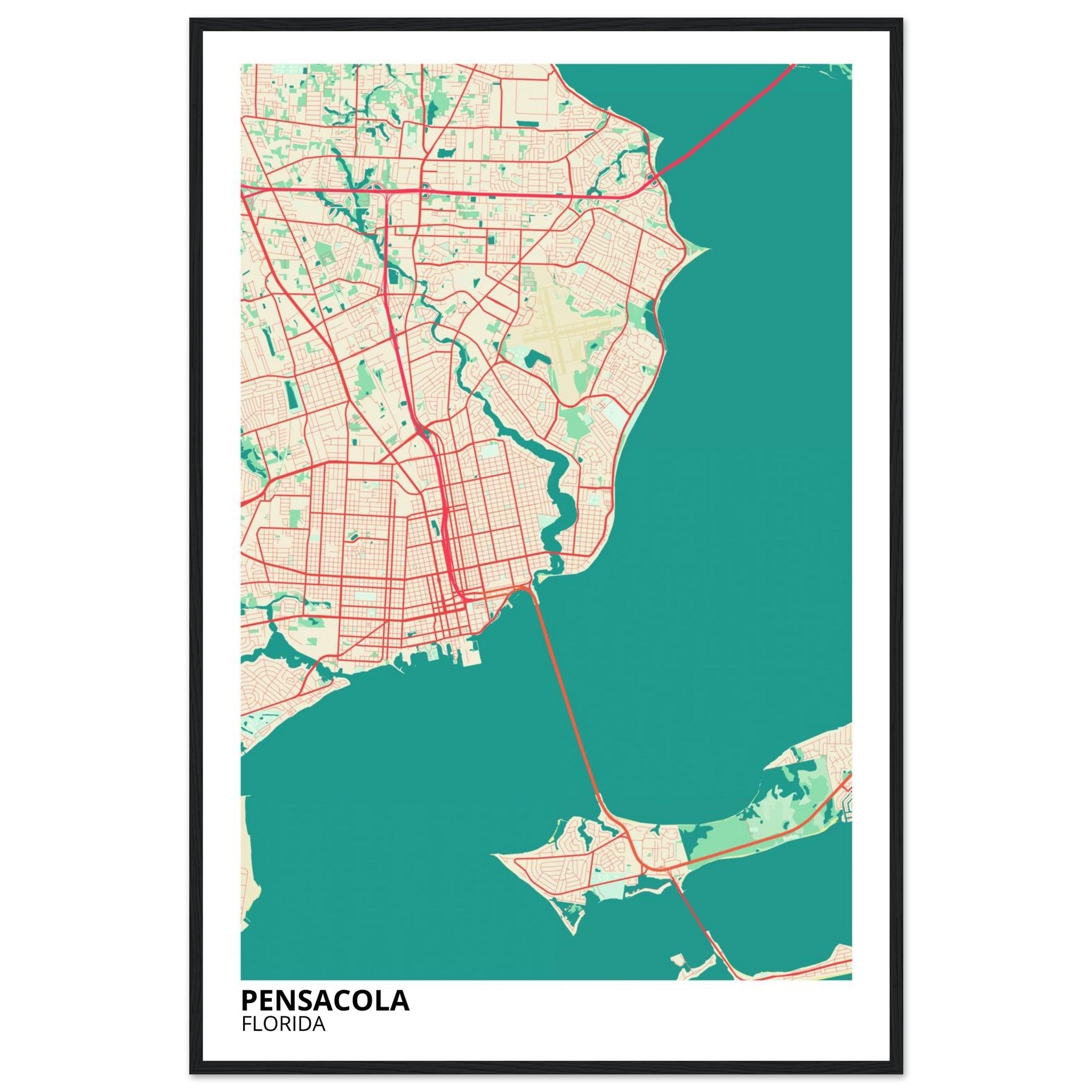 Pensacola Florida City Map Poster | Custom Map Art Print - Ink And Atlas