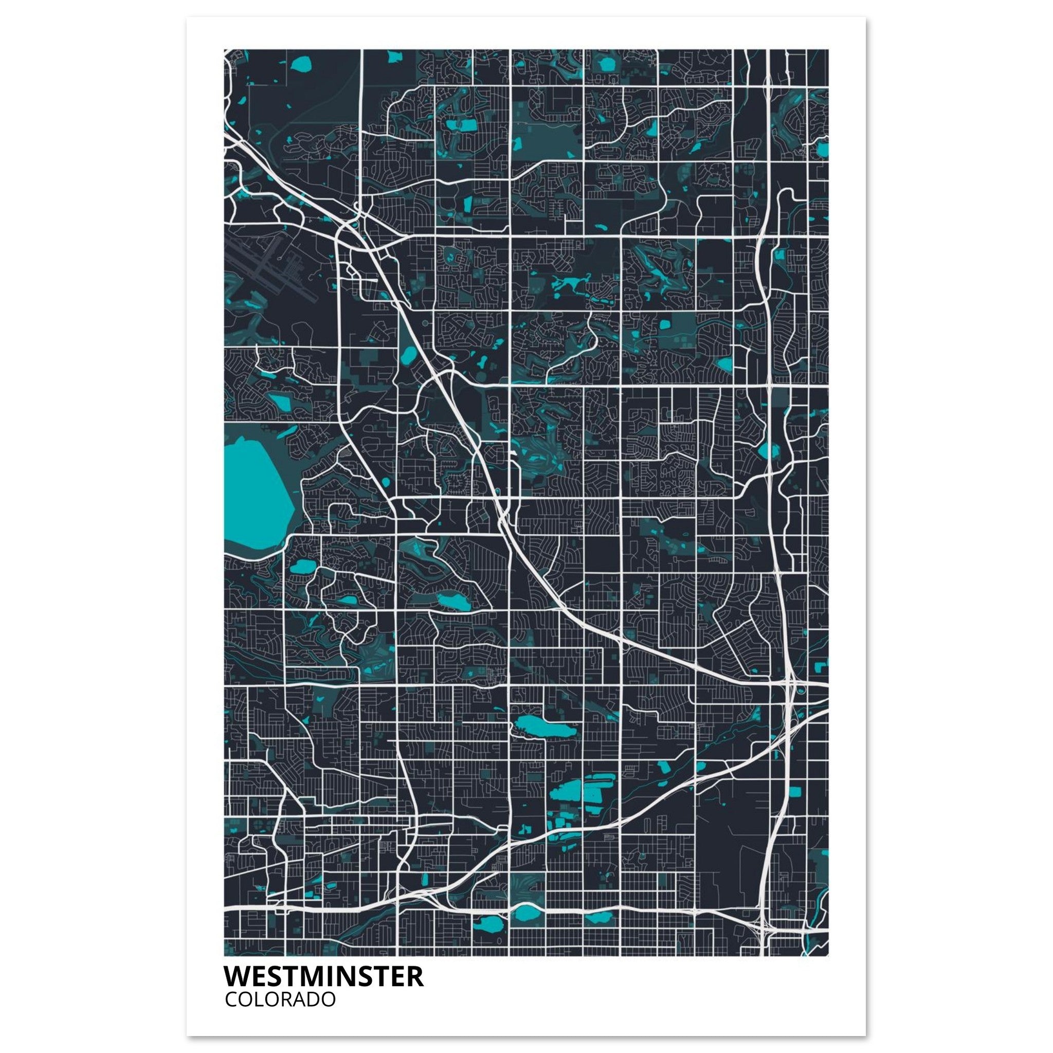 Westminster Colorado City Map Poster | Custom Map Art Print - Ink And Atlas